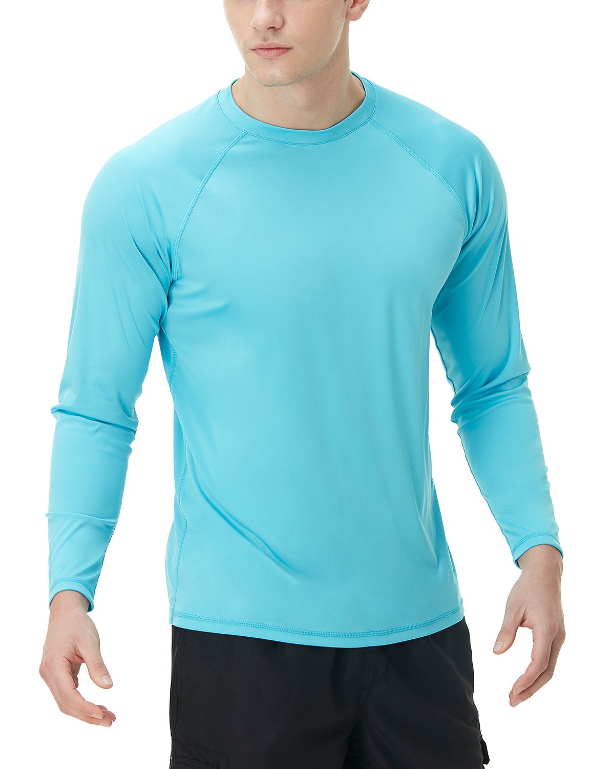 TSLA Men's Rashguard Swim Shirts, UPF 50+ Loose-Fit Long Sleeve