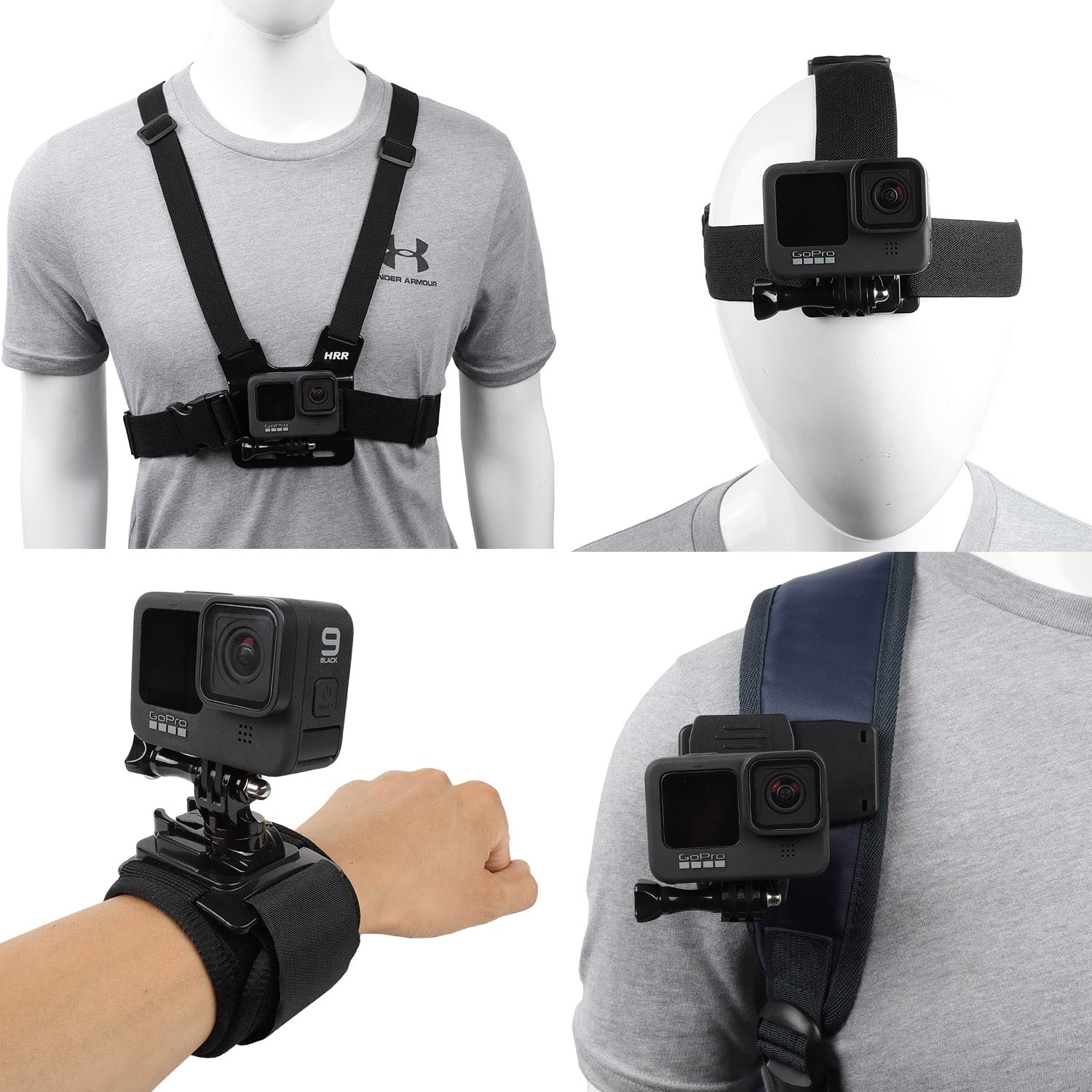 PellKing Head Strap Mount Backpack Clip Mount Kit with 360 Degree Rotation  Buckle Base Mount Compatible with Compatible with GoPro Hero 10, 9, 8, Hero