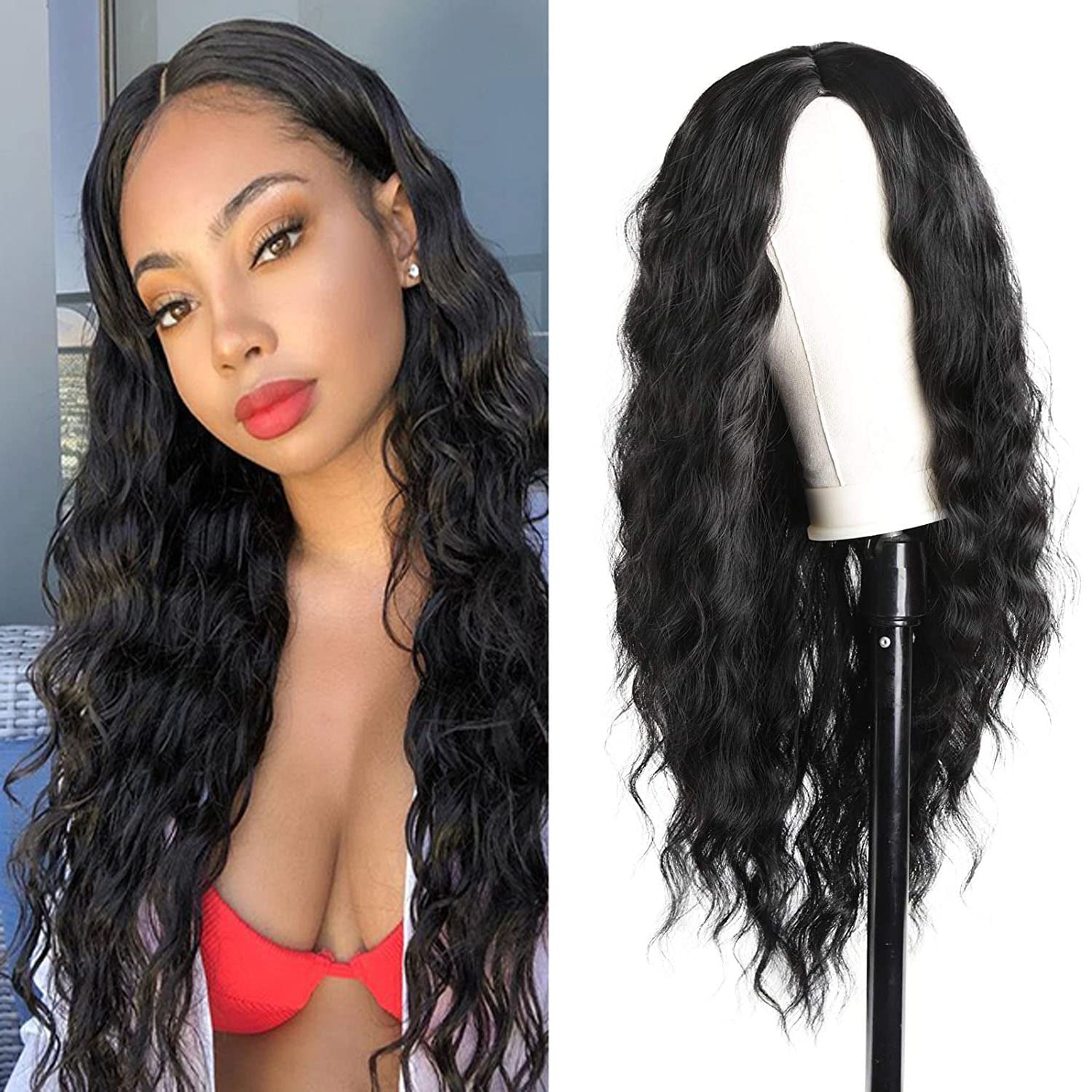 Human hair wig black and clearance white