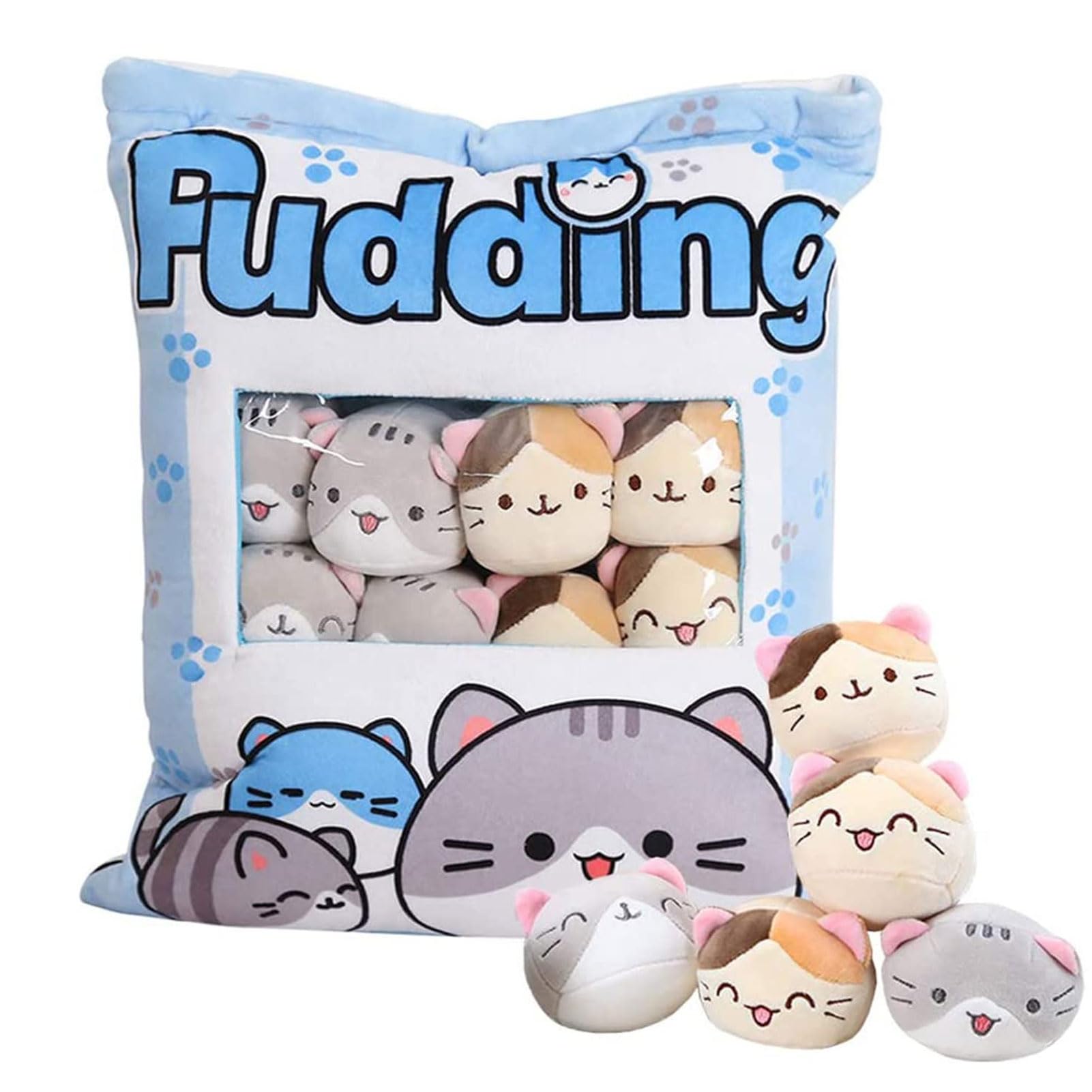 AIXINI Stuffed Animal Pillow Snack Pillow Set Pudding, Cat, And