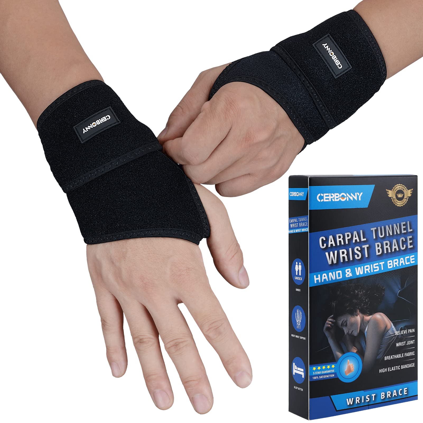 Wrist Support Brace, Adjustable Breathable Wrist Strap Reversible