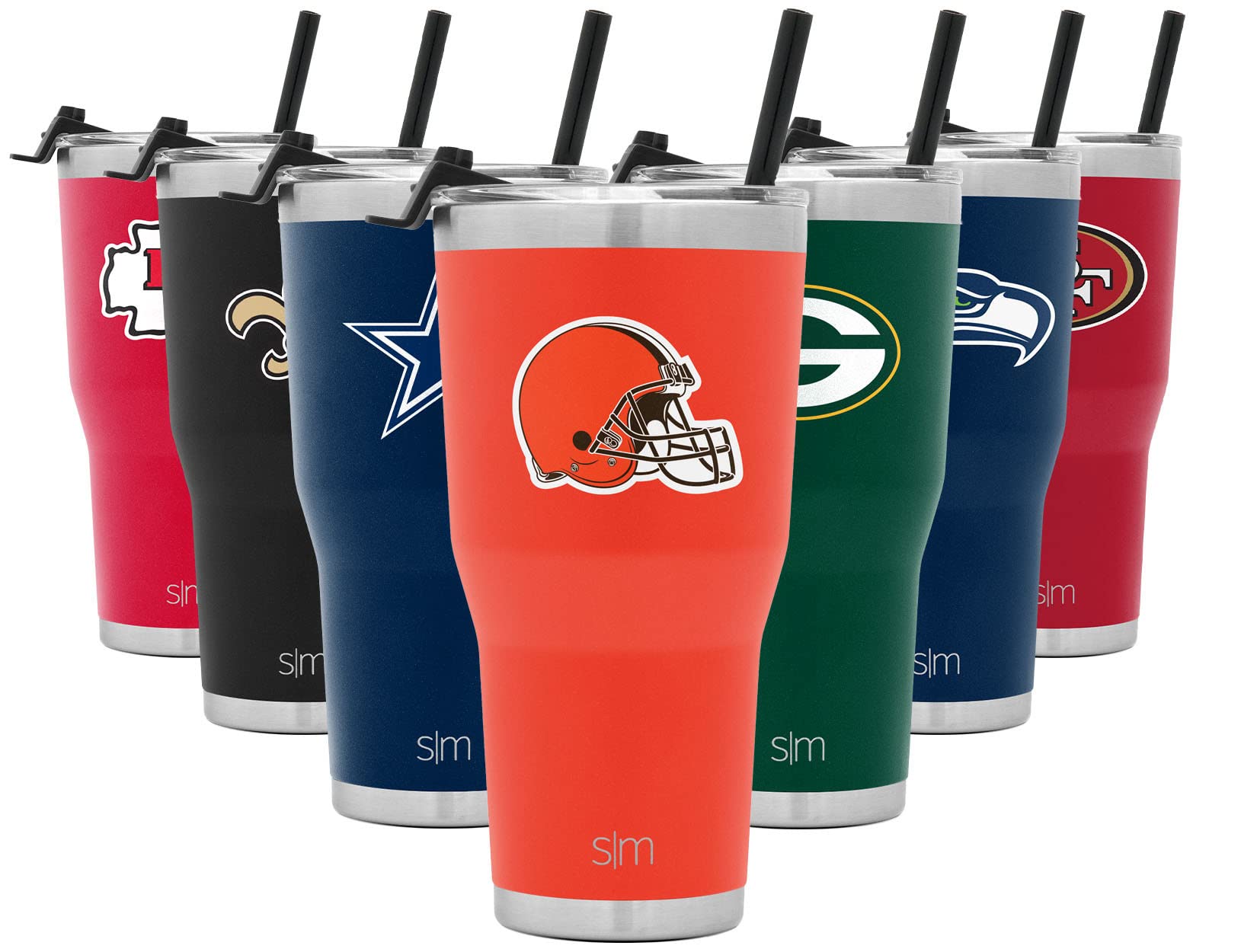Simple Modern Officially Licensed NFL Insulated Stainless Steel Tumbler  with Clear Flip Lid and Straw, 30oz NFL Thermos Gifts for Men, Women, and  Father's Day