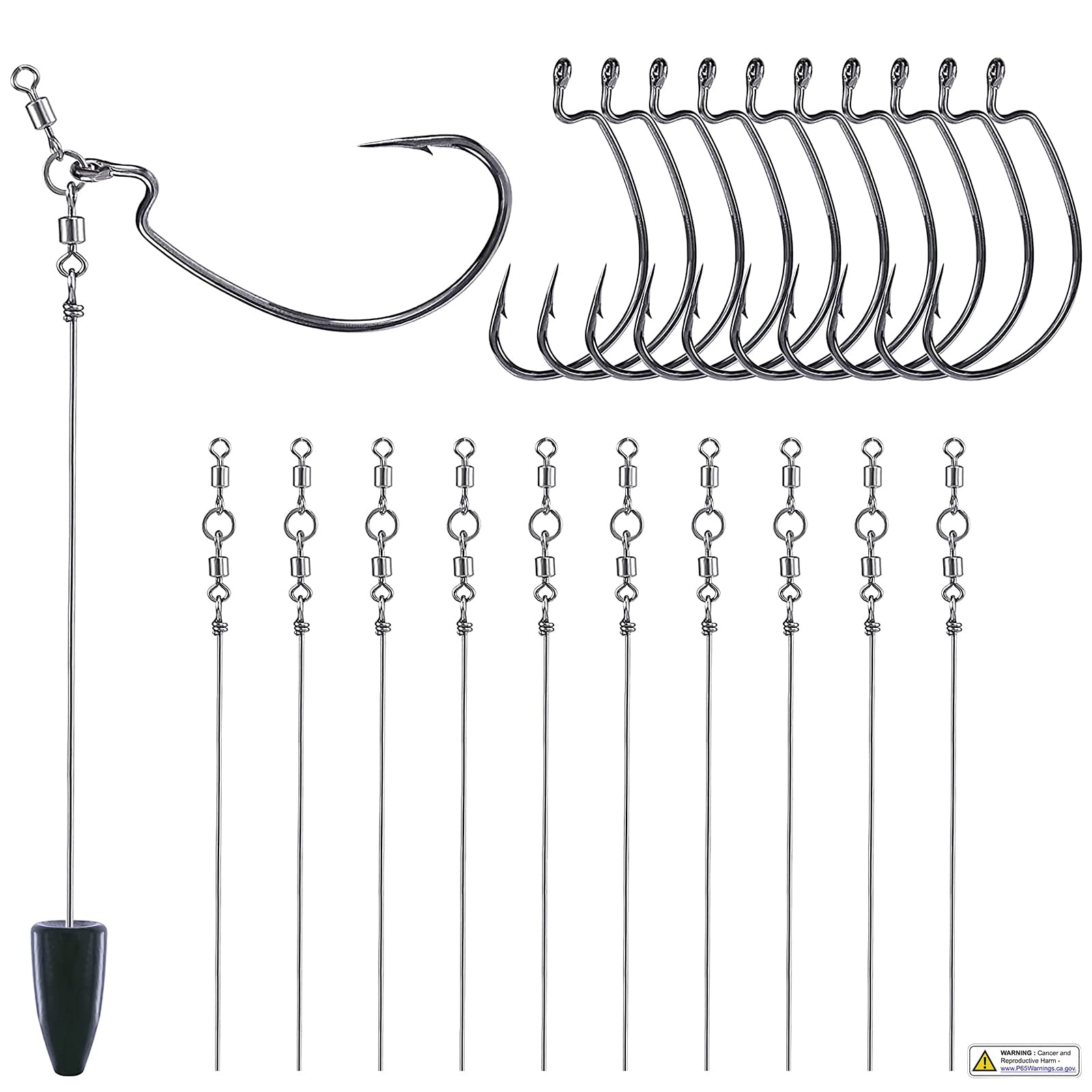 PLUSINNO Fishing Accessories Kit, Fishing Tackle Kit with Tackle Box  Including Fishing Weights Sinkers, Jig Hooks, Beads, Swivel Snap, Bobbers  Float, Saltwater Freshwater Fishing Gear 10pcs Fishing Hook Kit