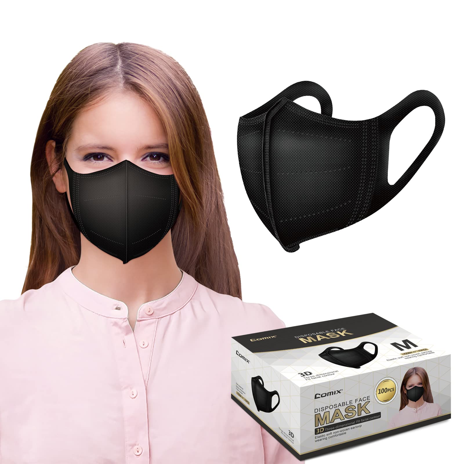 100Pcs Black Disposable Face Mask, 3 Ply Black Face India