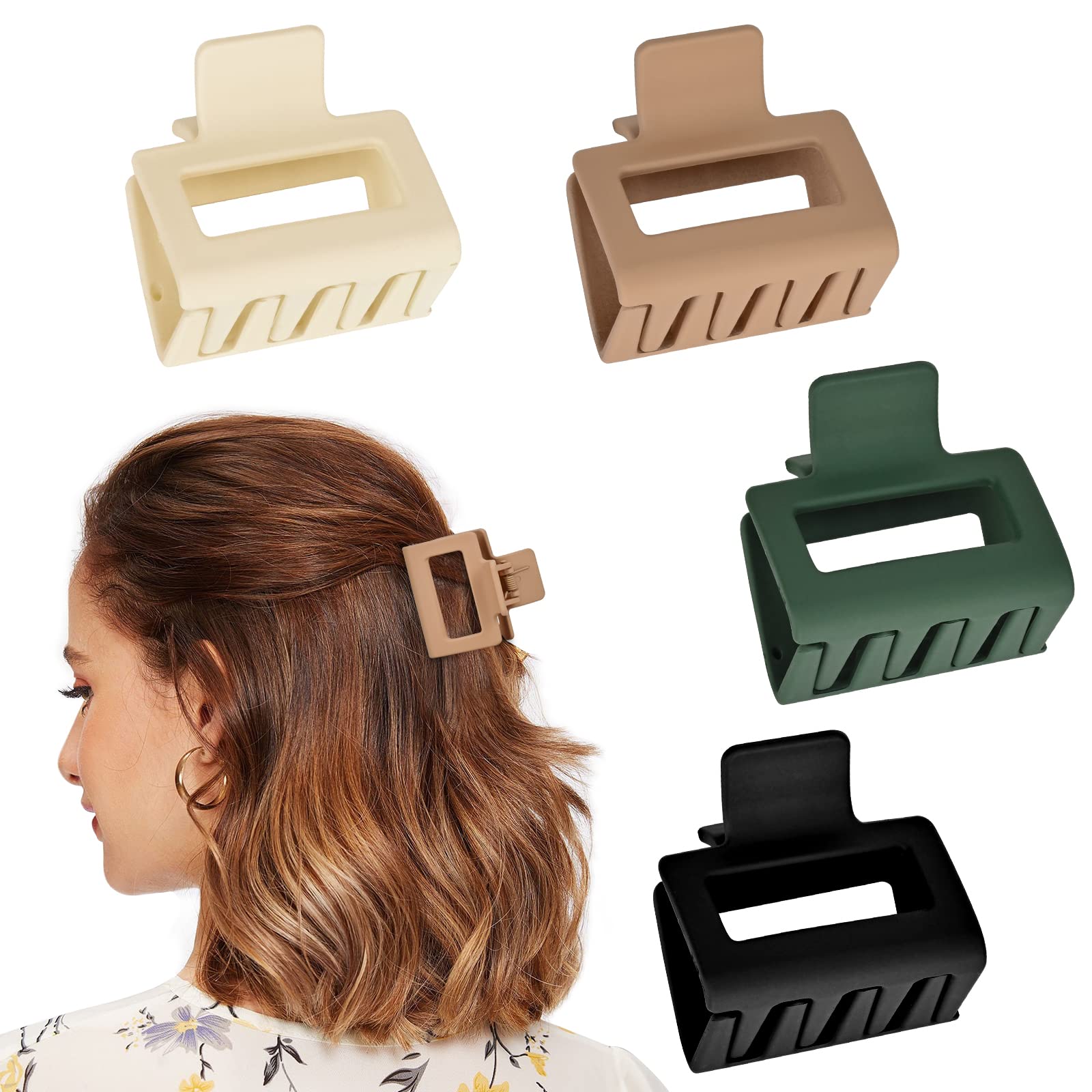  Hair Claw Clips for Women Thick Thin Hair - Big Hair Clips  Matte Claw Clips Medium Rectangle Claw Clip Strong Hold Cute Jaw Clip  Non-slip Hair Styling Accessories : Beauty