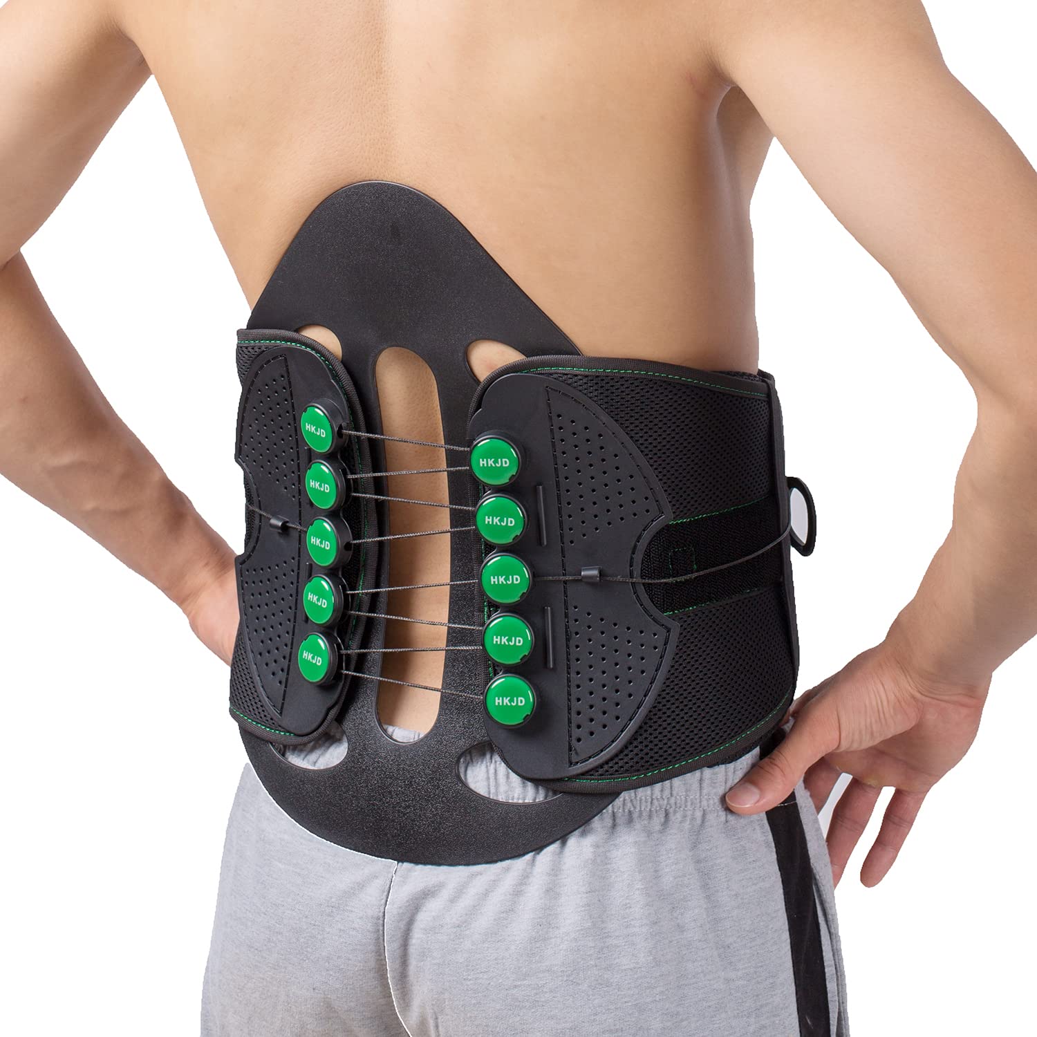 TYNOR LSO Lumbar Decompression Back Brace Lumbosacral Belt with Semi Rigid  Back Panel and Dual Pulley Lace pull System for Sciatica Spinal Stenosis  Spondylolisthesis Herniated Disc Back pain (Universal- Grey)
