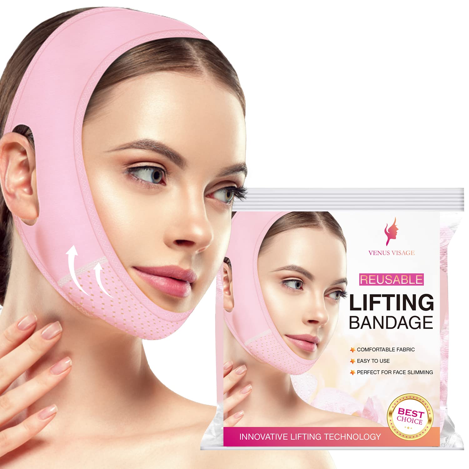 Reusable V Line Mask - Double Chin Reducer Facial Slimming Strap, Face  Lifting Belt, V Shaped Slimming Face Mask Chin Up Mask for jawline 1 Count  - Reusable Strap