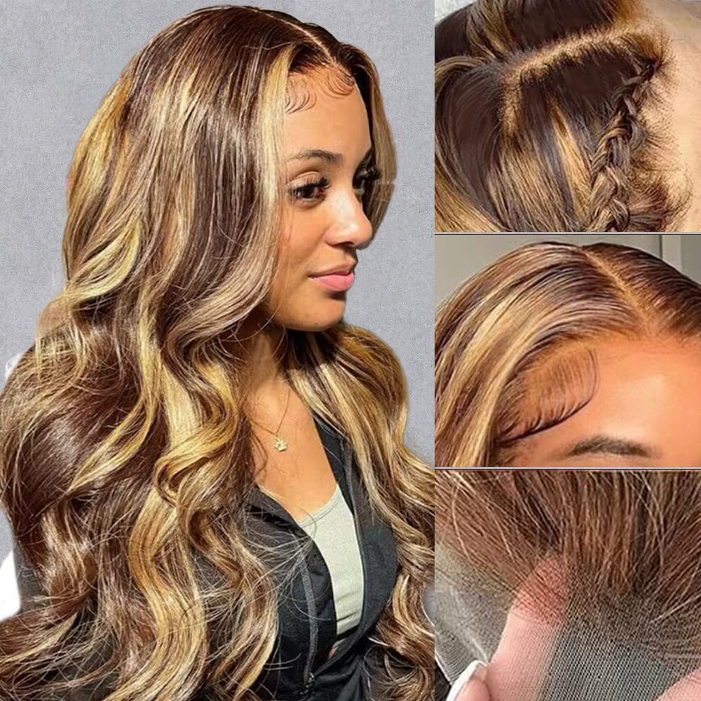 Ombre Highlights Honey Blonde Body Wave HD Lace Wig