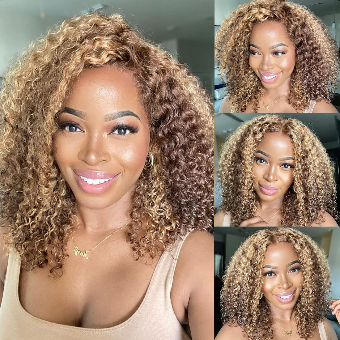  Long Human Hair Wigs Remy Straight T Part Lace Frontal Wigs  Glueless 150% Density Bleached Knots Two Tone Brown to Blonde Hair Wig For  Black Women (20 inches) : Beauty