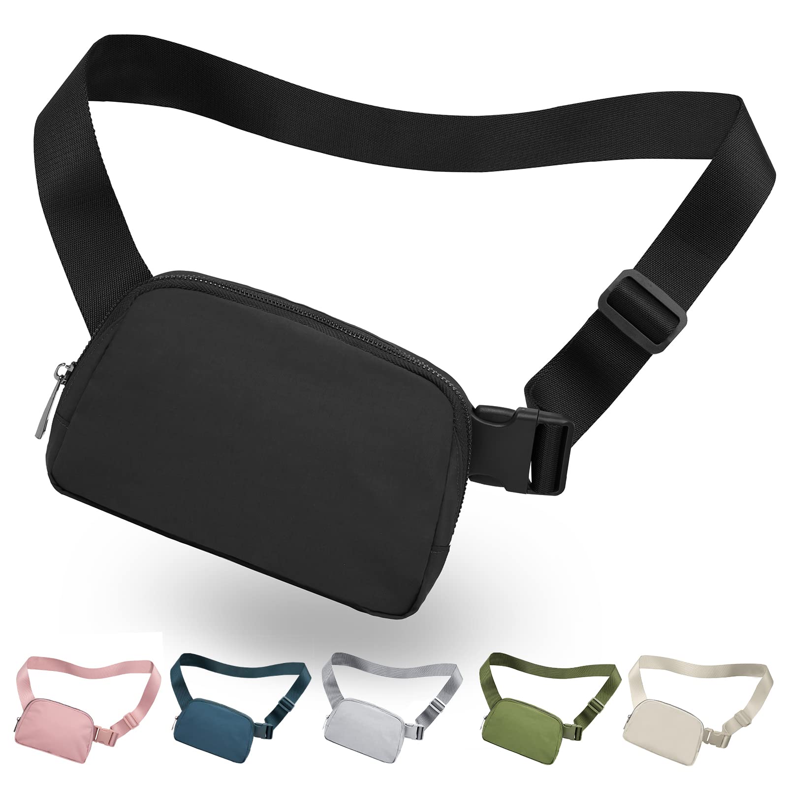 Seadamoo Mini Black Fanny Pack Crossbody Bags for Women and Men, Waterproof  Belt Bag with Adjustable Strap for Traveling Running Hiking Cycling.