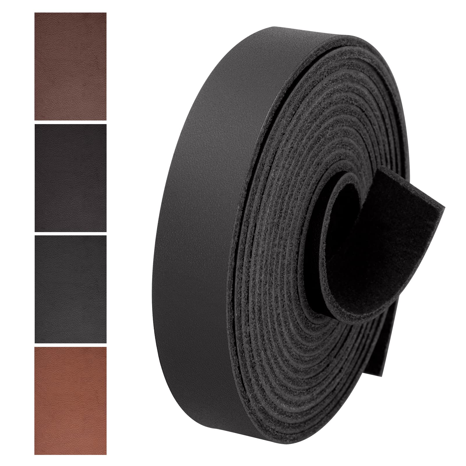Leather Straps for Crafts, 1/2 Wide Full Grain Leather Strips(Black)