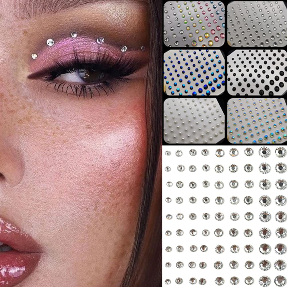 4 Sheets Face Gems Stick on 3D Jewels Festival Body Crystals Rhinestones  Eye