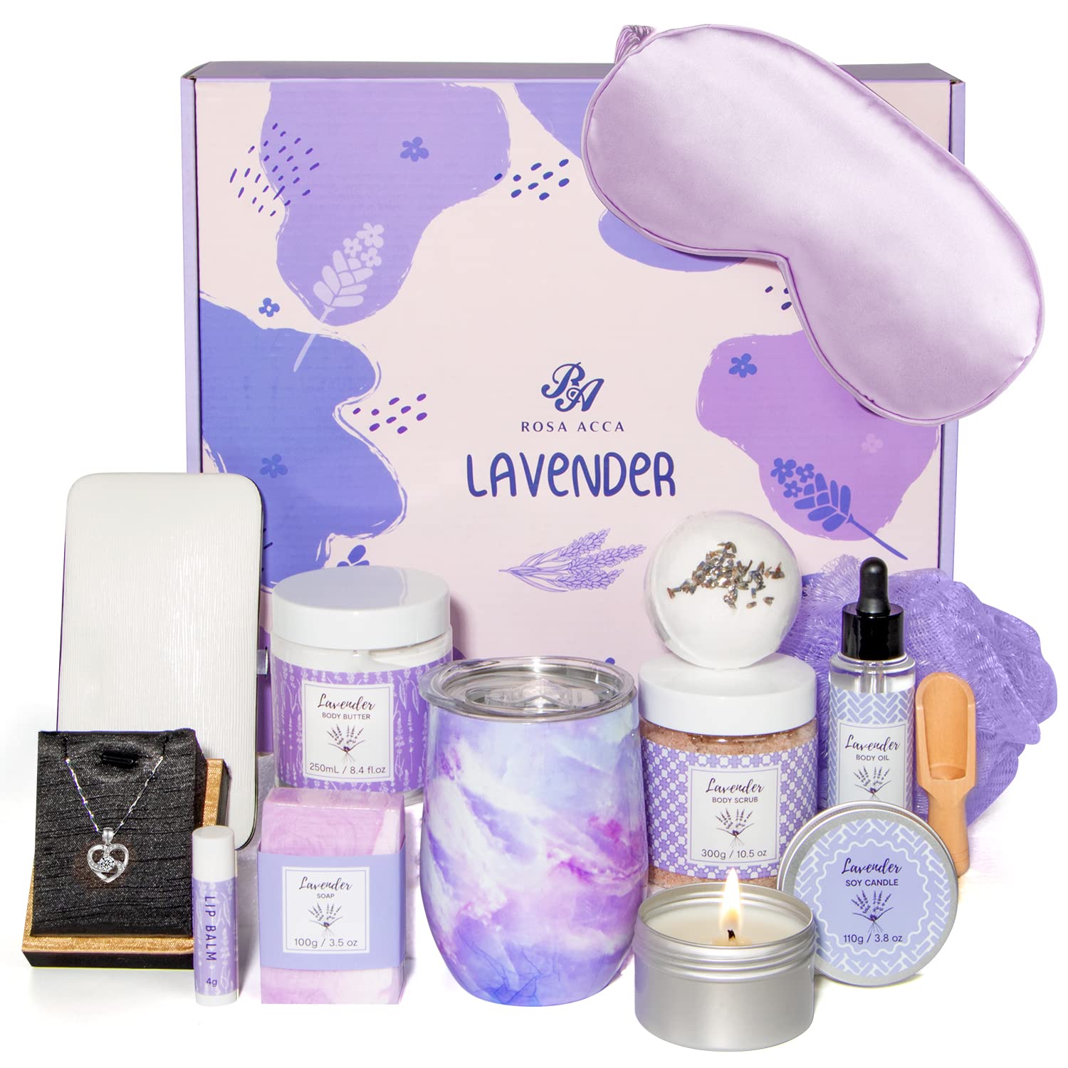 Lavender Get Well Soon Gifts for Women, 13pcs Spa Gift Basket for