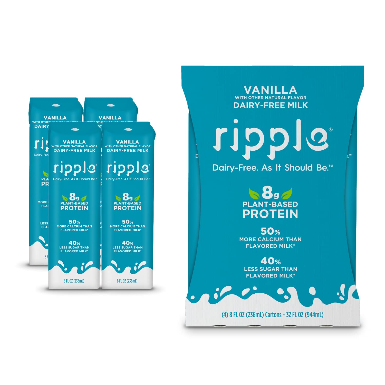 .com: Ripple Non-Dairy Kids Milk, Original, Vegan, 8 g Pea