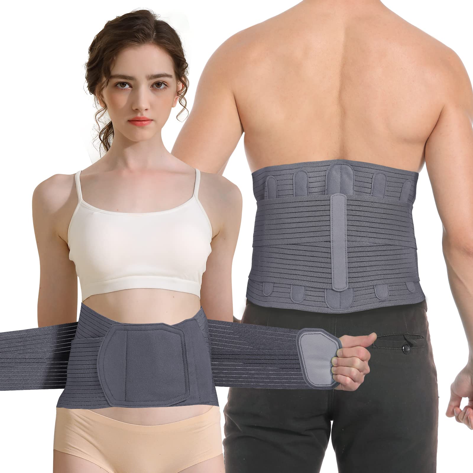 Lumbar Support Belt for Women and Men with 12 Stays, Extra-Wide Back Support  Belt, Adjustable Back Brace for Lower Back Pain Relief(Large, Fits Waist  Size 39.3-51.1 inch) Large (Pack of 1)