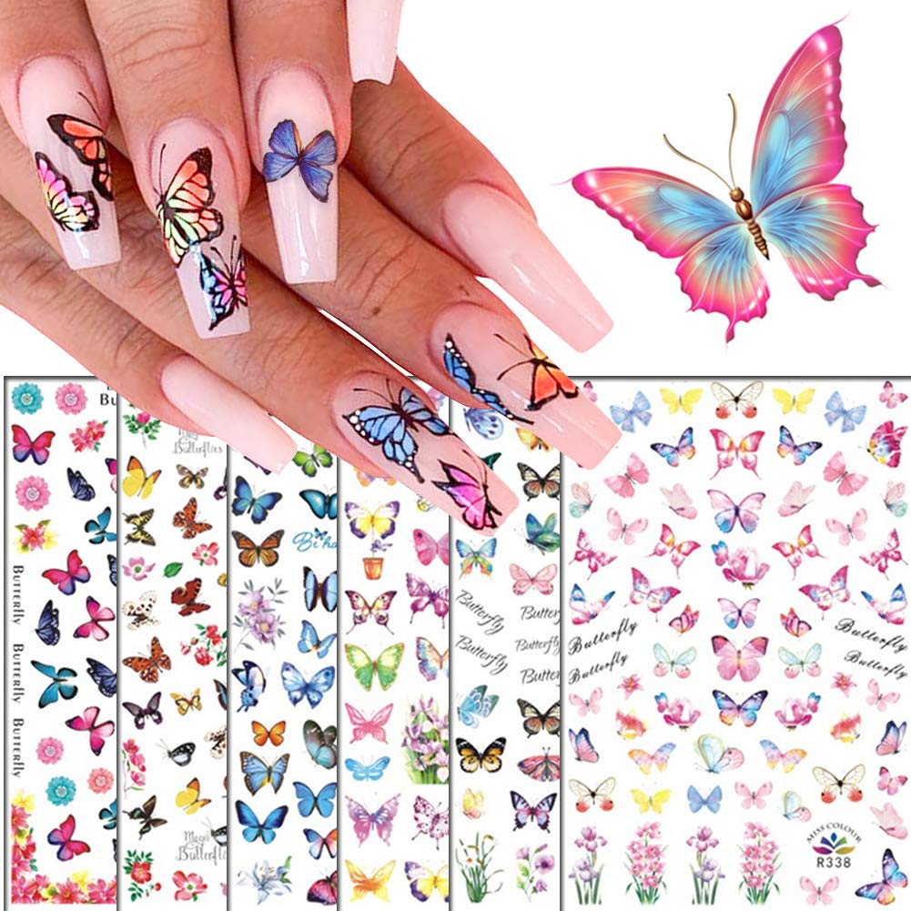 3D Butterfly Nail Art Decals Sticker Nails Supply Flower Butterfly ...