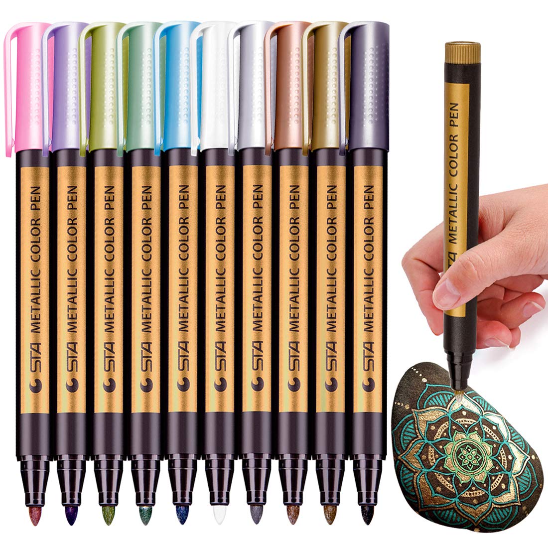 Cheap Maijiabao 12 Colors Metallic Marker Pens DIY Craft Scrapbook