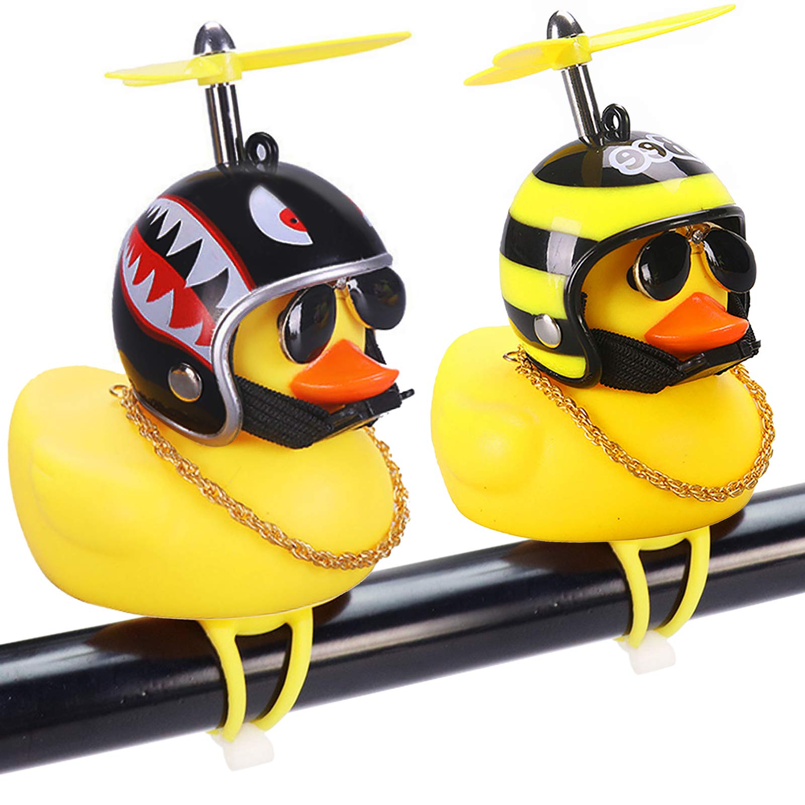 wonuu Rubber Duck Toy Car Ornaments Yellow Duck Car Dashboard Decorations  Cool Glasses Duck with Propeller Helmet