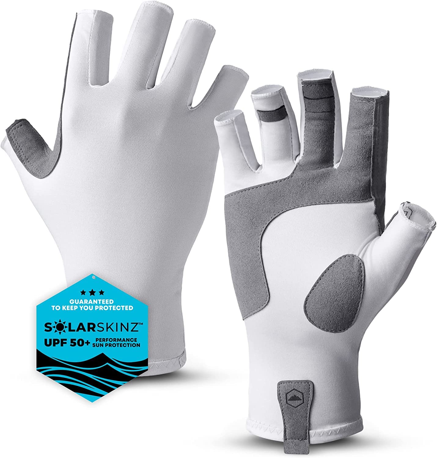 Xmarks 1 Pairs UV Protection Fishing Fingerless Gloves UPF50+ Sun Gloves Men  Women for Hiking, Paddling, Canoeing, Rowing, Gray, L 