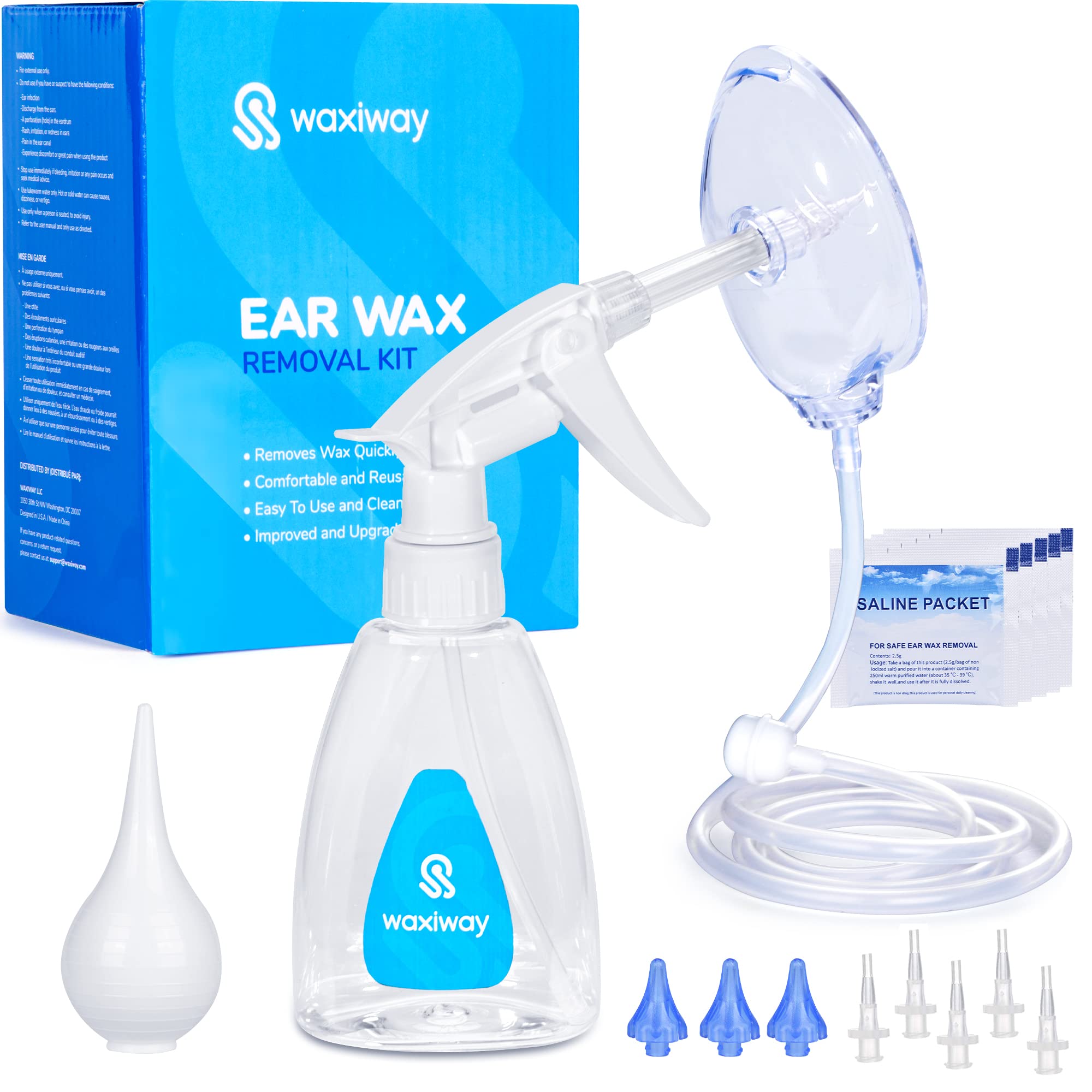 Waxiway Ear Wax Removal Kit - Ear Cleaner Tool Irrigation for Easy Remover  Flushing with Spray Bottle