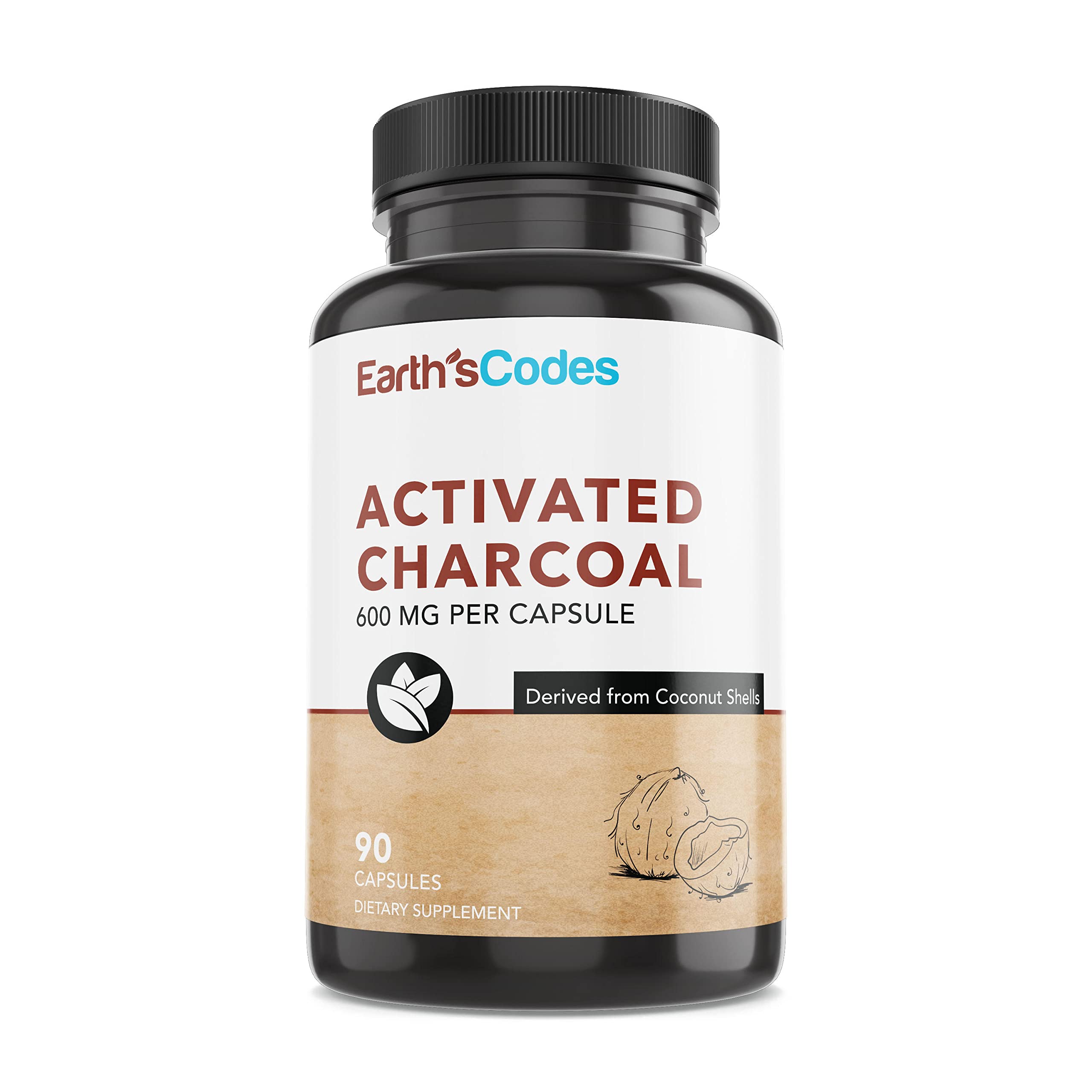 Earth's Codes: Activated Charcoal Capsules - 600 mg Highly Absorbent ...