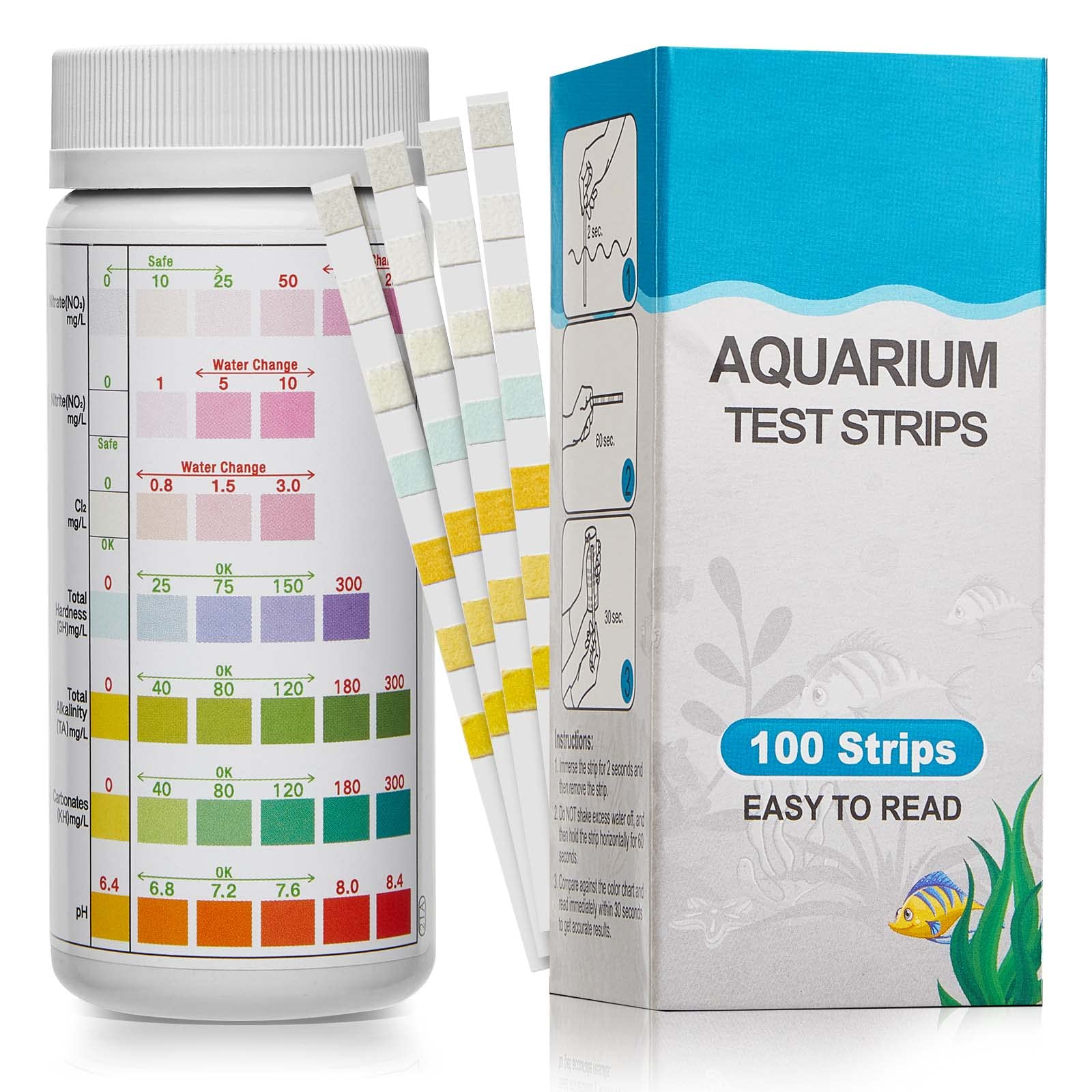 Bandelettes de Test pour Aquarium 7 en 1, 100 pièces, Kit de Test