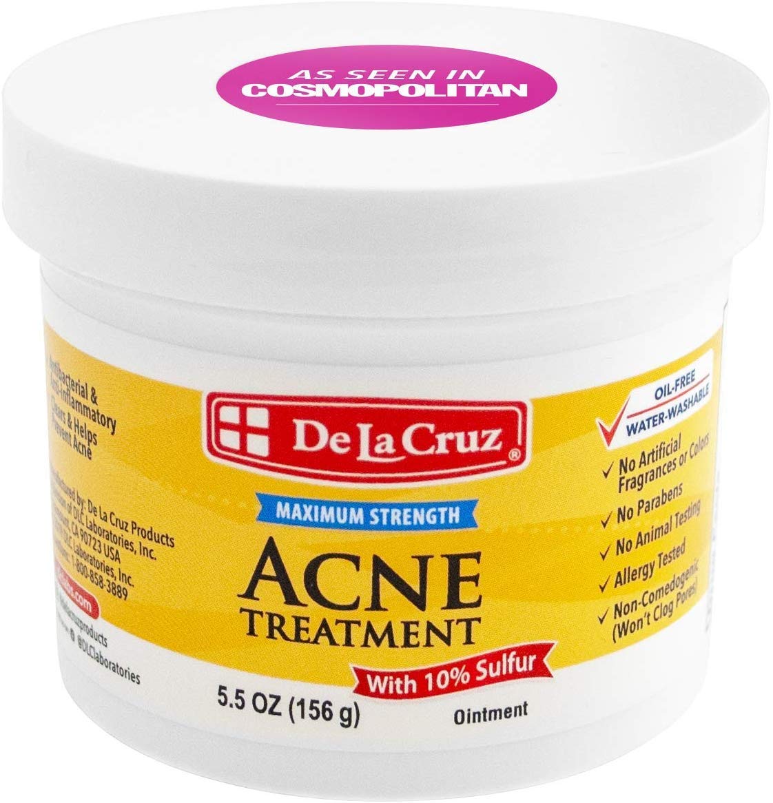  De La Cruz Sulfur Ointment - Cystic Acne Treatment - Cystic  Acne Spot Treatment for Face and Body - 2.6 OZ Tube : Beauty & Personal Care