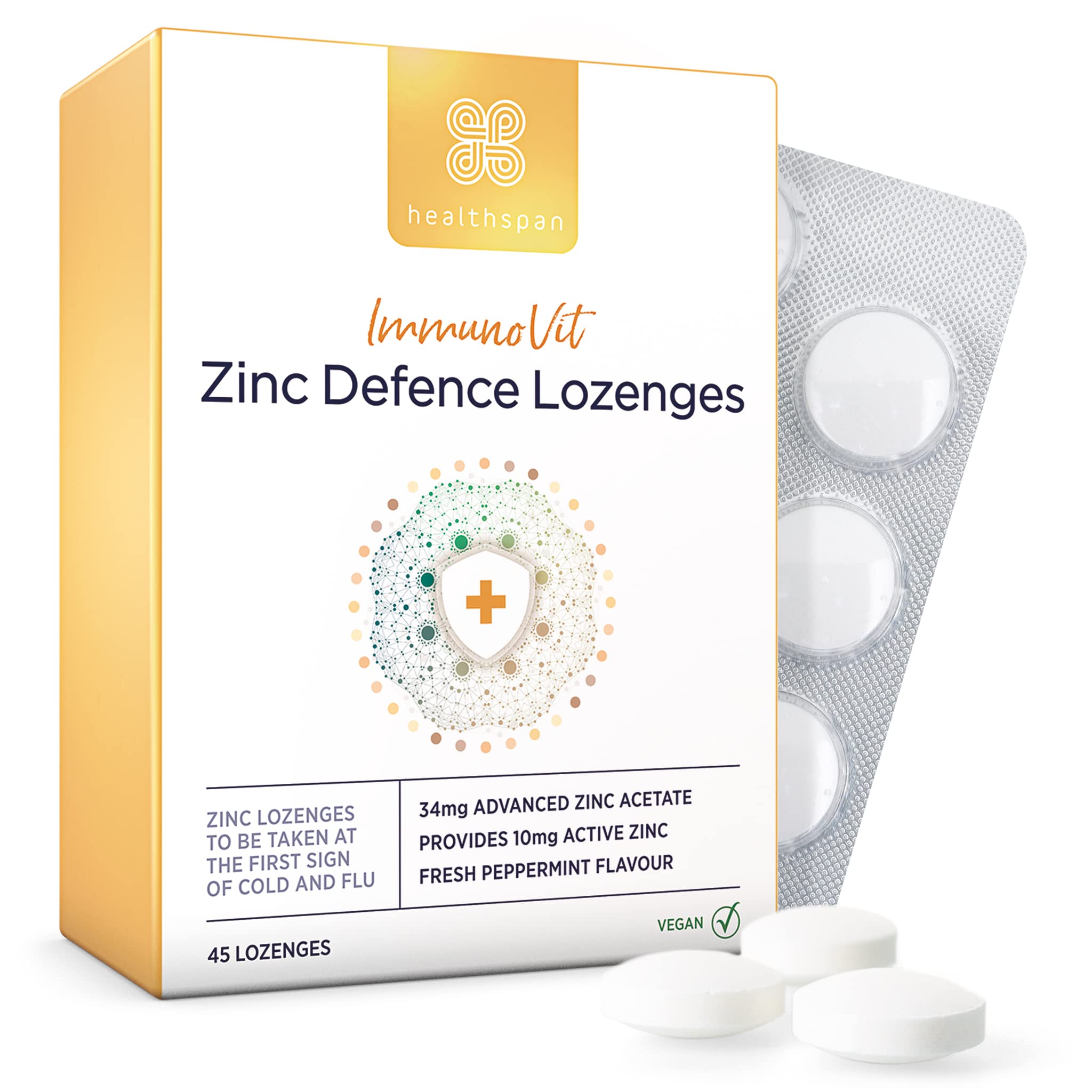 Healthspan ImmunoVit Zinc Defence Lozenges (45 Lozenges) All YearRound Immunity Support