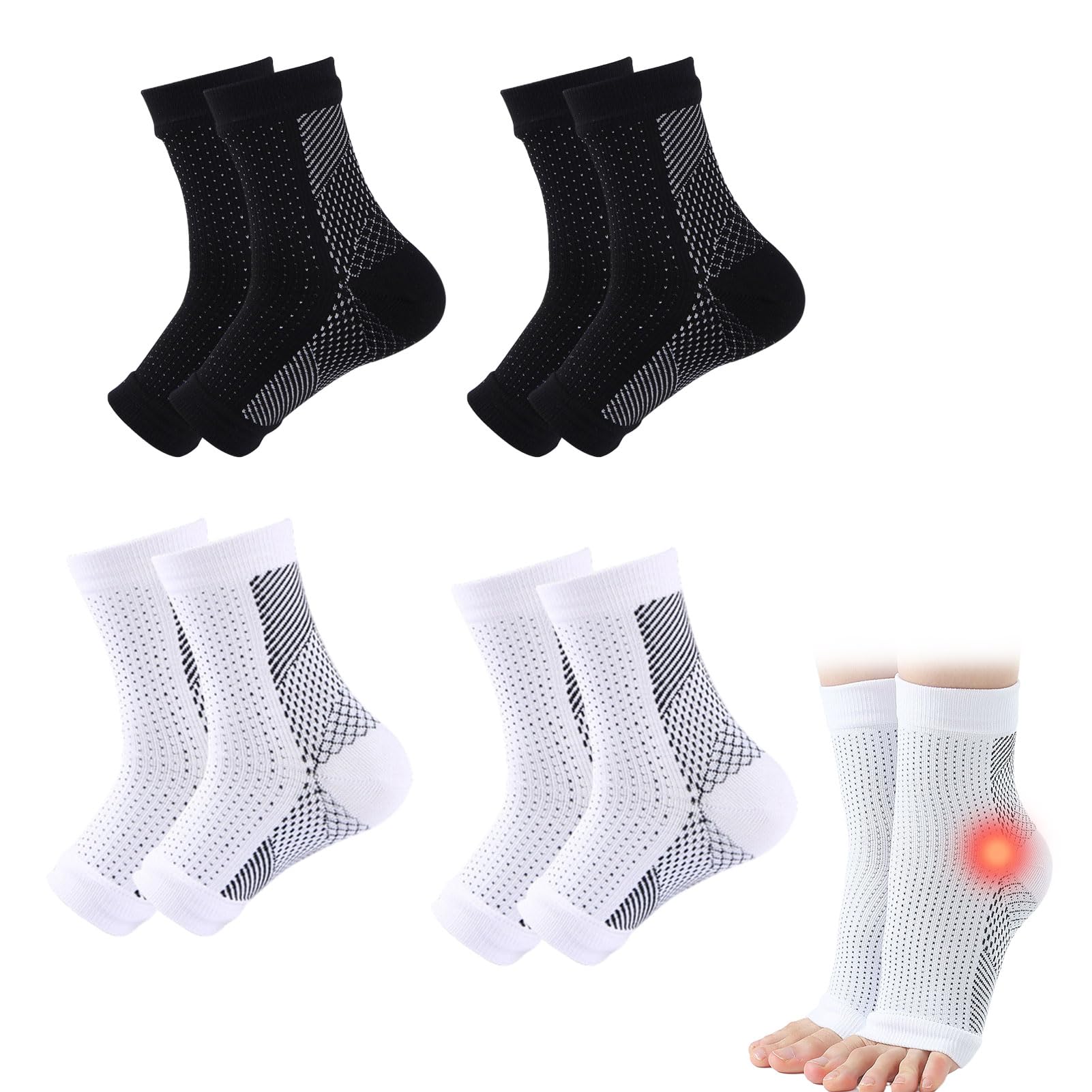 Functional Socks For Neuropathy 4 Pairs Neuropathy Socks Men Plantar Fasciitis Socks Prevent