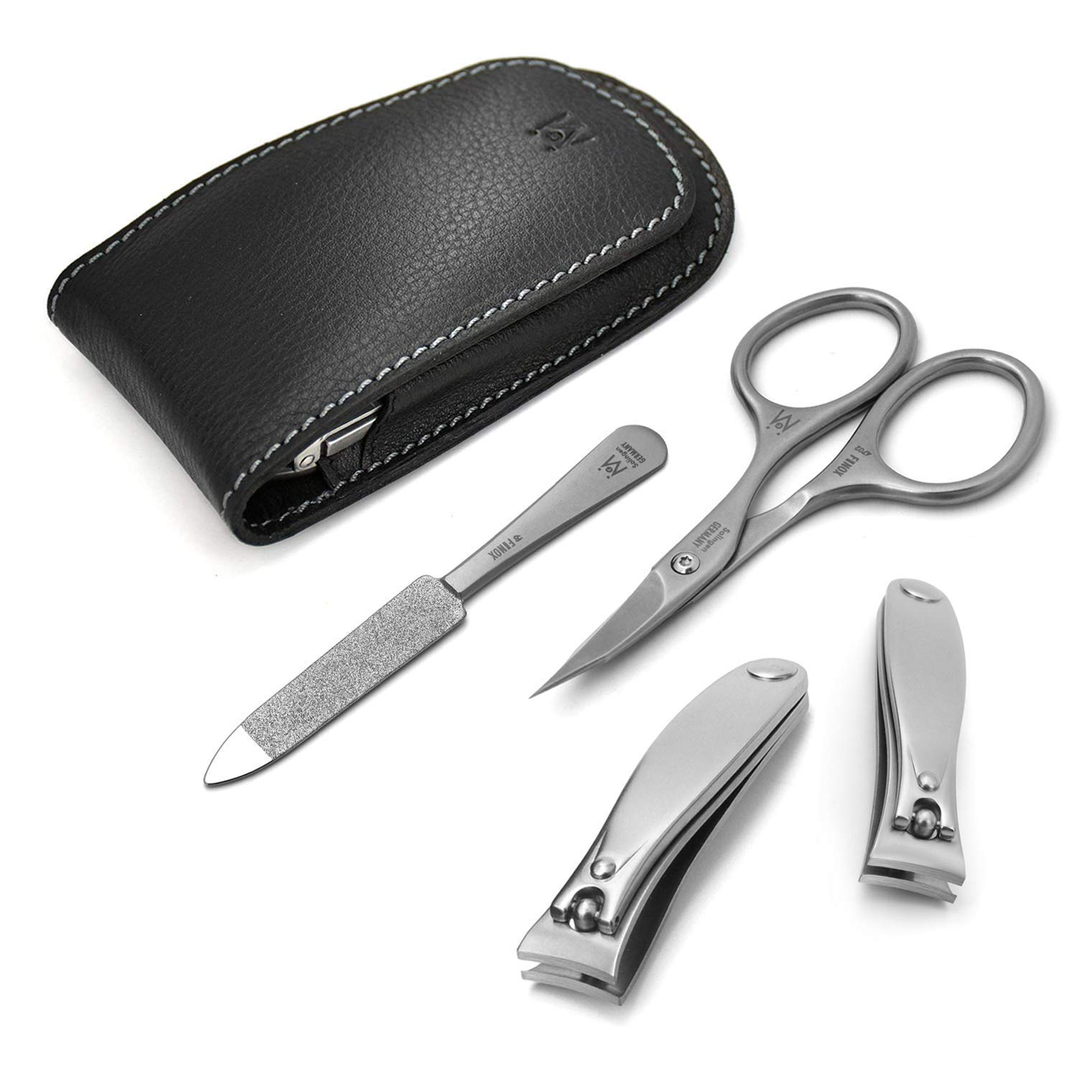 GERMANIKURE Professional Nail Clipper - FINOX Surgical Stainless Steel  Manicure and Pedicure Tools in Leather Case- Ethically Made in Solingen  Germany