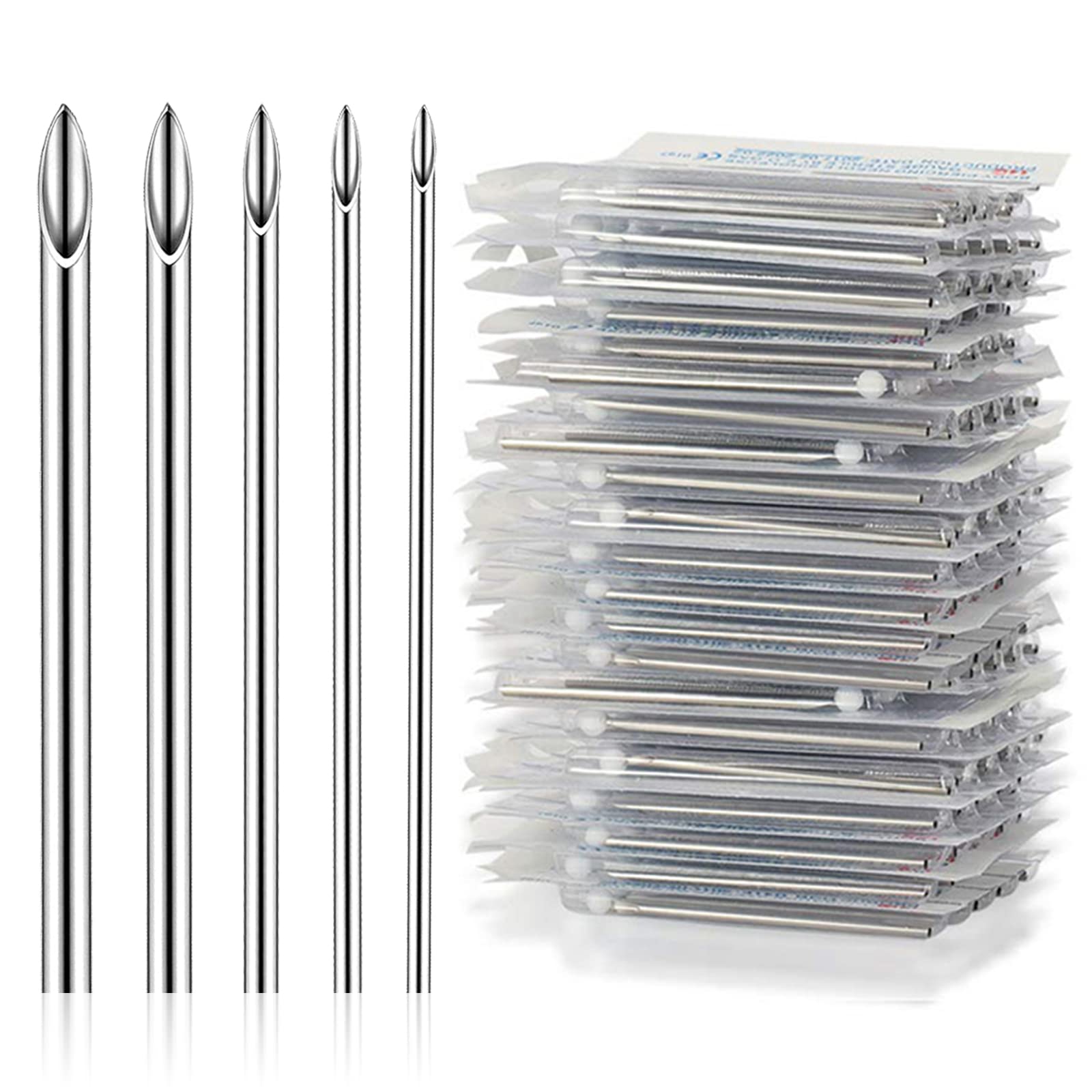 100 Pieces Body Piercing Hollow Needles with Stainless Steel Forceps Mixed  Sizes 12G 14G 16G 18G 20G Ear Piercing Needles for Belly Ear Tongue Piercing  Tools