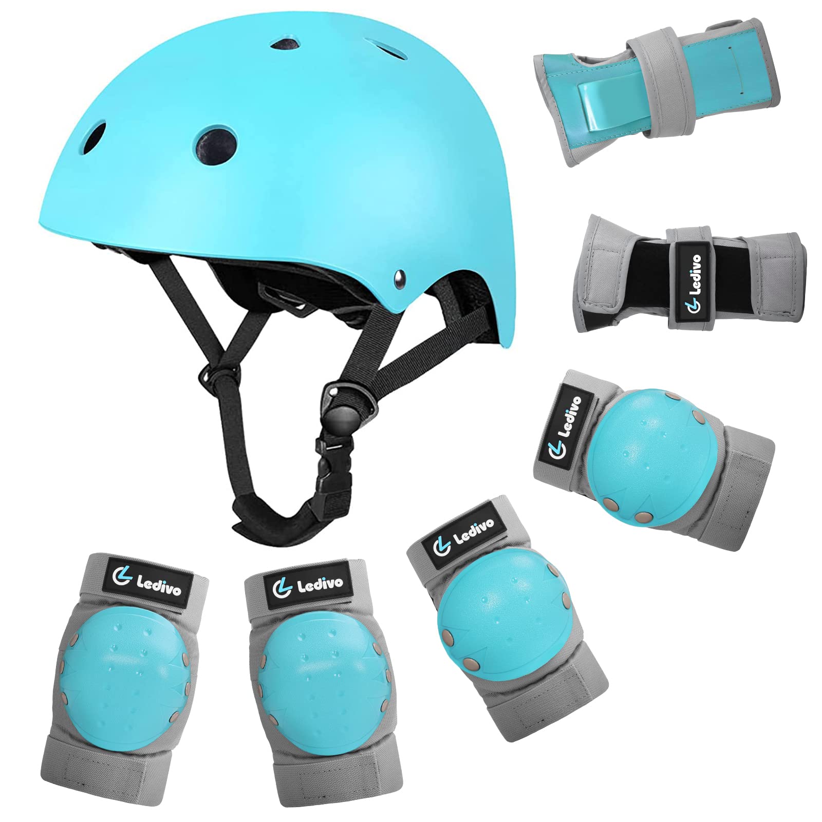 Kids Helmet Adjustable with Sports Protective Gear Set Knee Elbow