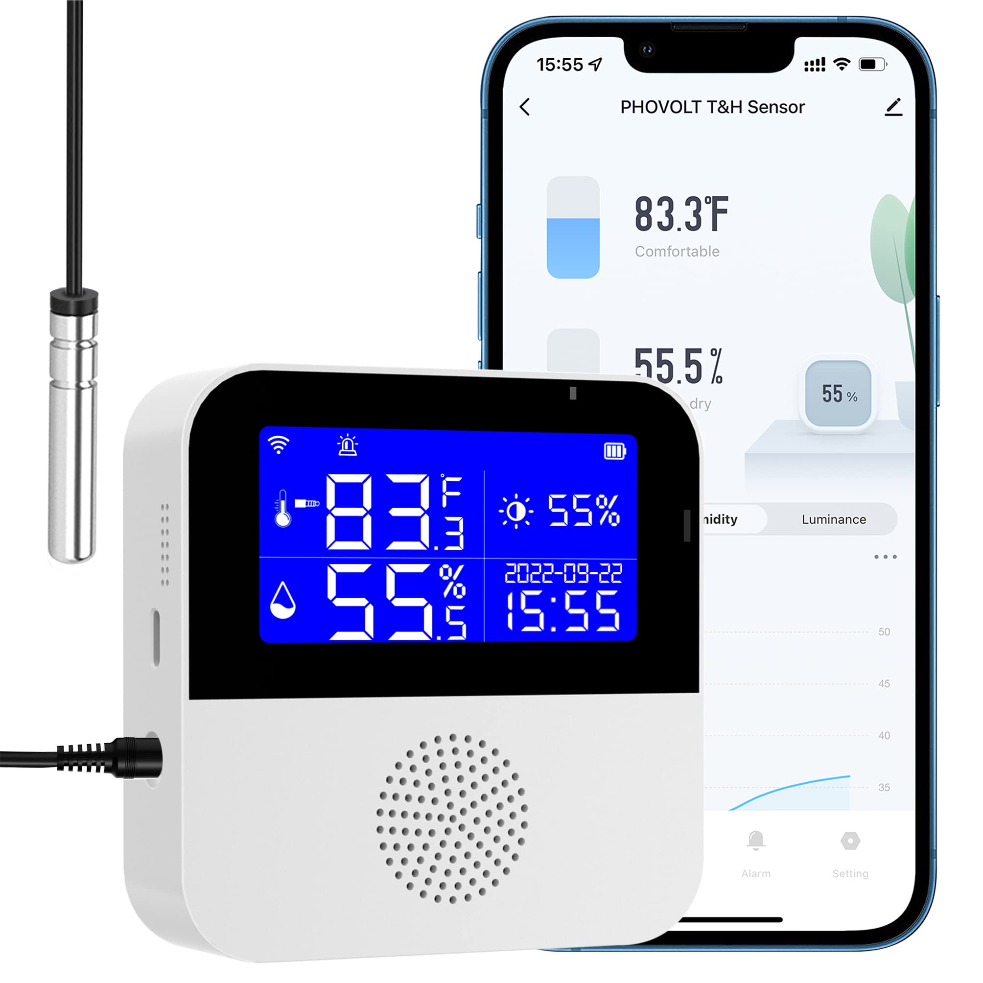Upgraded Wireless Thermometer Hygrometer Bluetooth Remote Control  Thermometer Accurate Indoor Temperature Humidity Sensor