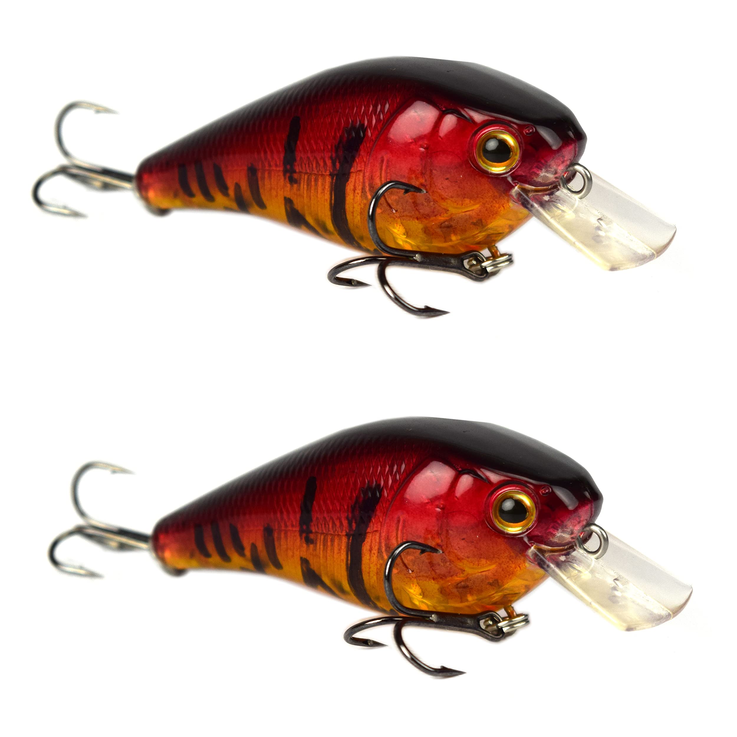 5) Gold/Red Crawfish 2.5” Squarebill Crankbait Fishing Lures With Rattles