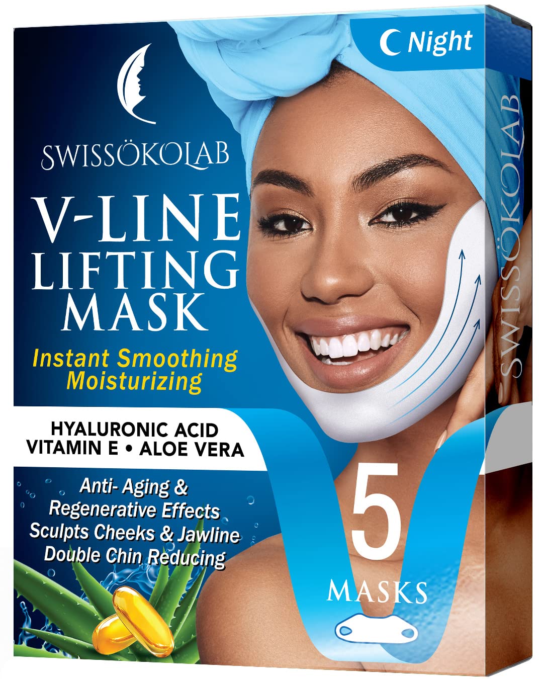 V Line Shapped Lifting Face Mask - Hydrogel Collagen Mask, Tightening Chin  Mask, Face Patch For Firming and Tightening Skin, Hyaluronic Acid & Aloe