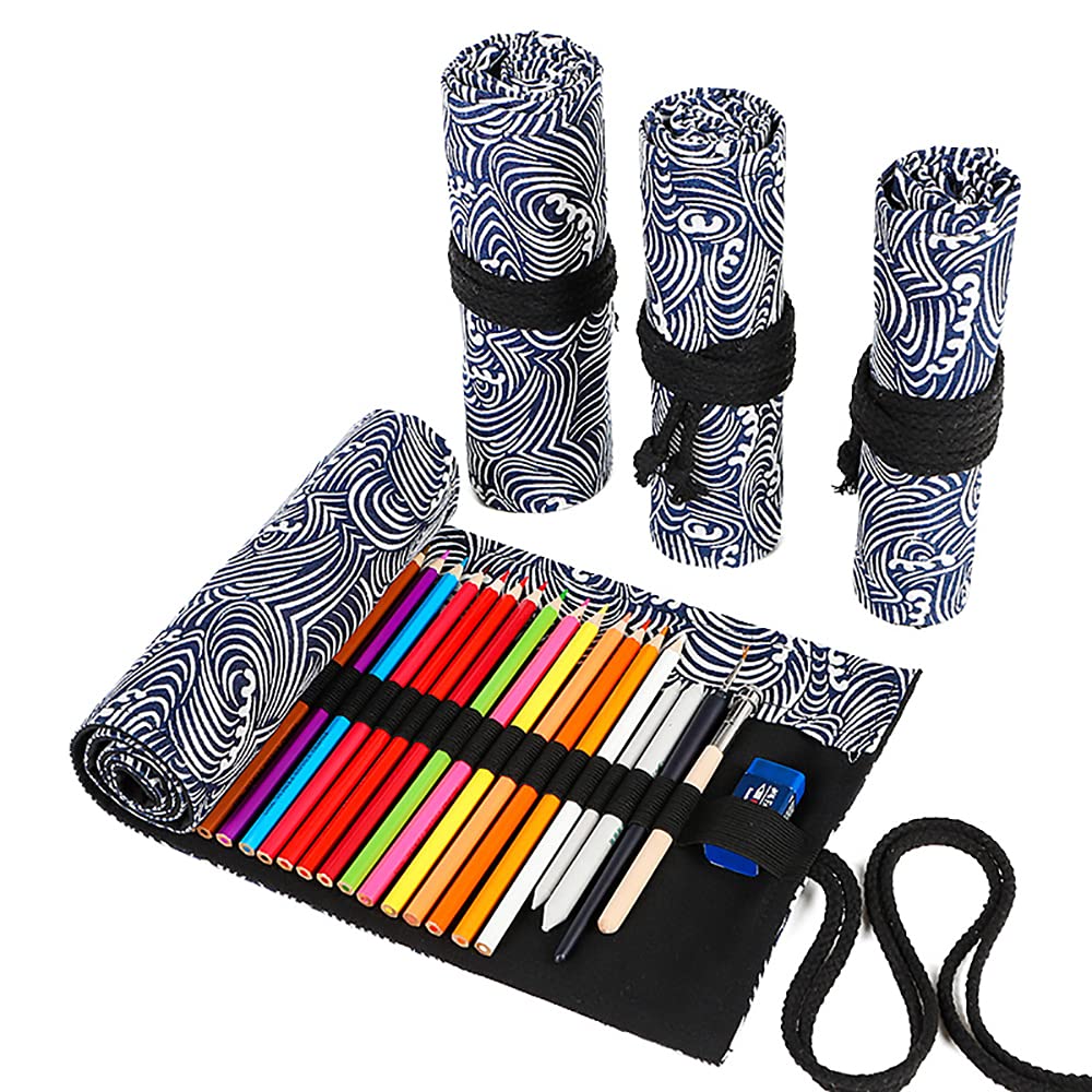 36 Slot Roll Up Pencil Bag Large Capacity Pen Pouch Washable Pen Organizer  Bag