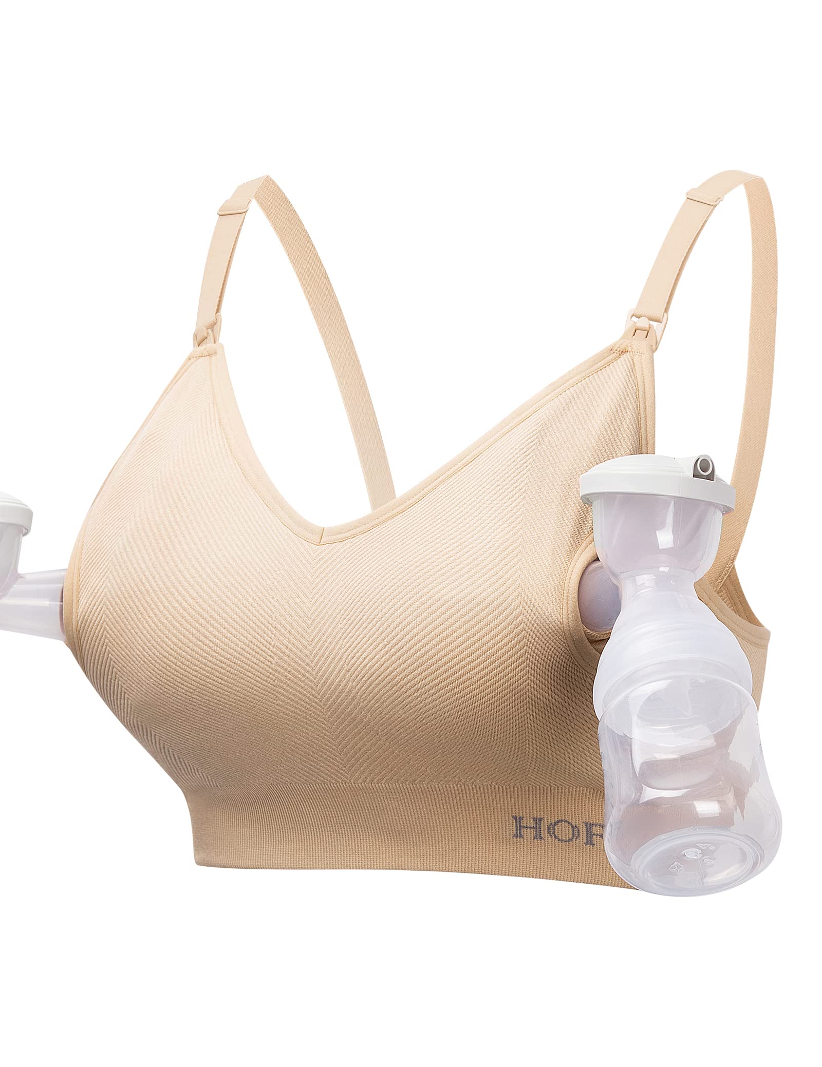 Breast Pump Strap Hands-Free Pumping & Nursing Bra in Beige
