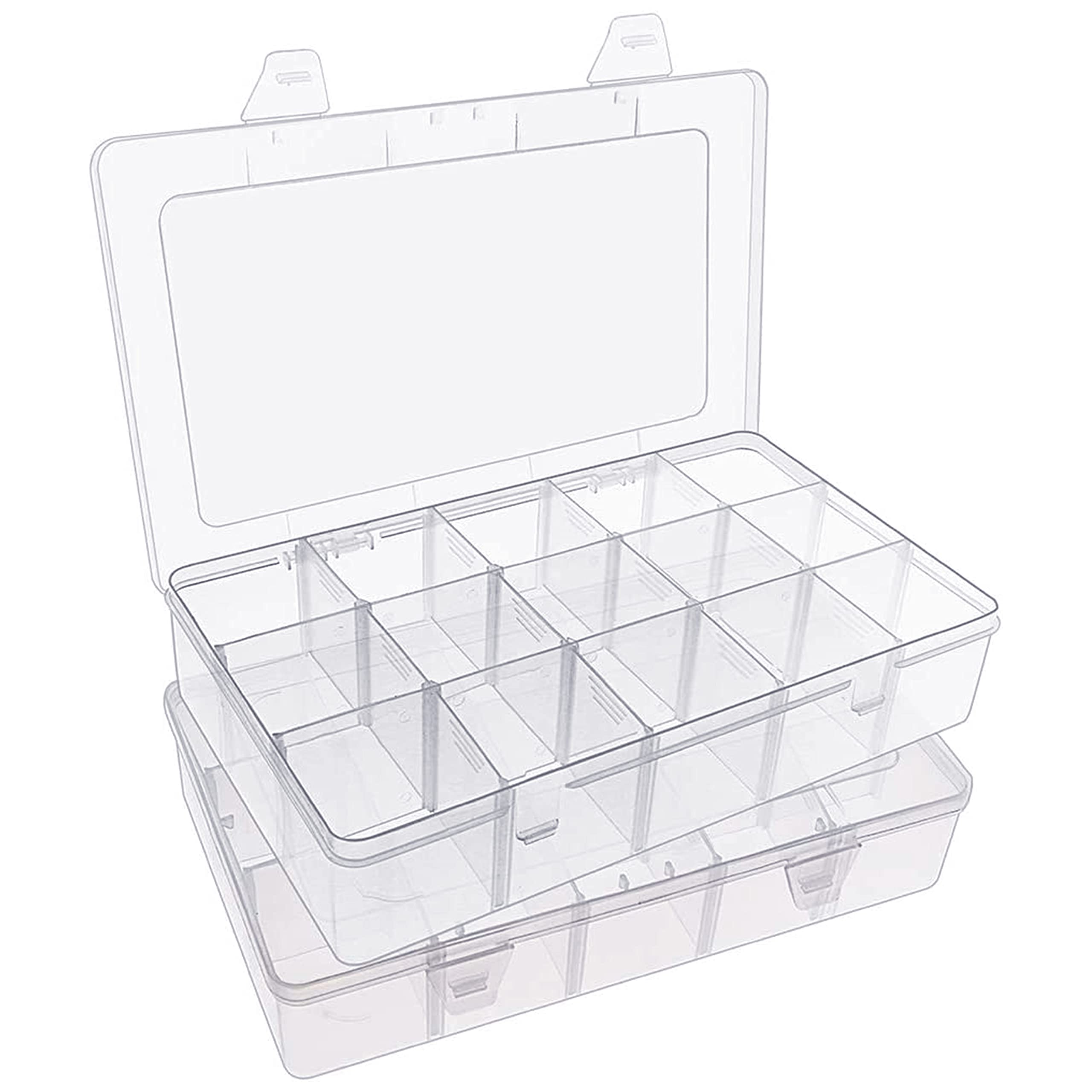 Plastic Grid Storage Box 15 Grids Clear Storage Transparent Container  Compartment Box with Removeable Dividers