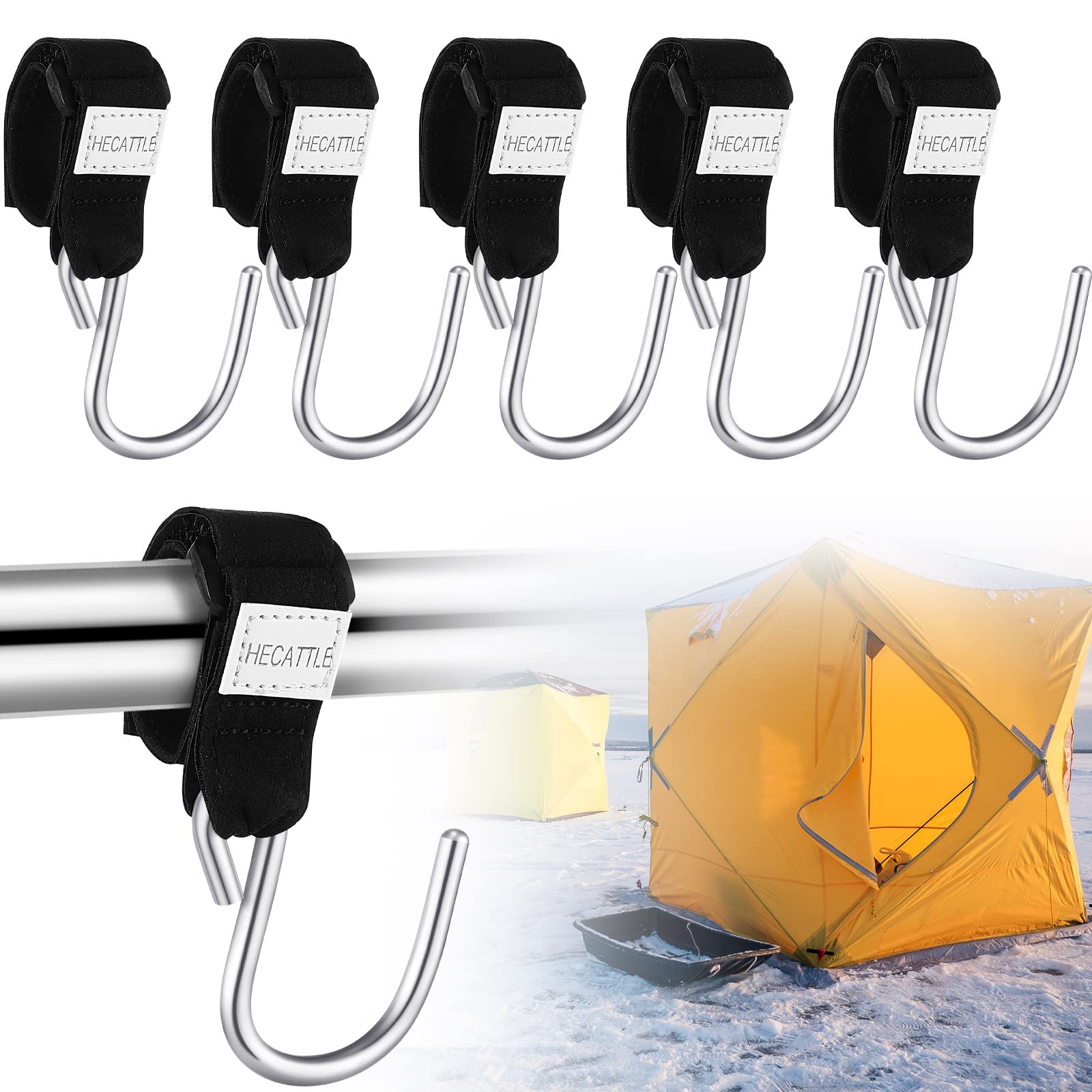 LEIFIDE 5 Pieces Ice Fishing Shelter Coat Hooks Heavy Duty Shelter Hooks  Black Accessory Hanger for