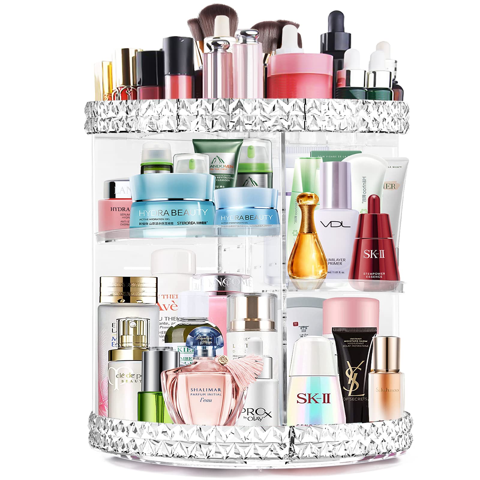 360 Rotating Makeup Organiser Acrylic Cosmetic Storage Box Perfume Display  Stand