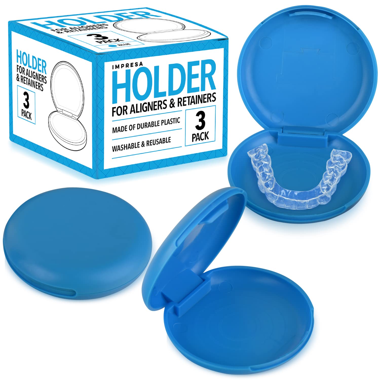 3 Pack Impresa Retainer Case Set Intended for Invisalign Teeth Aligner -  Slim Pocket-Sized Aligner Case to Take Anywhere - Retainer Cases for Secure  Close & Easy Open - Retainer Holder