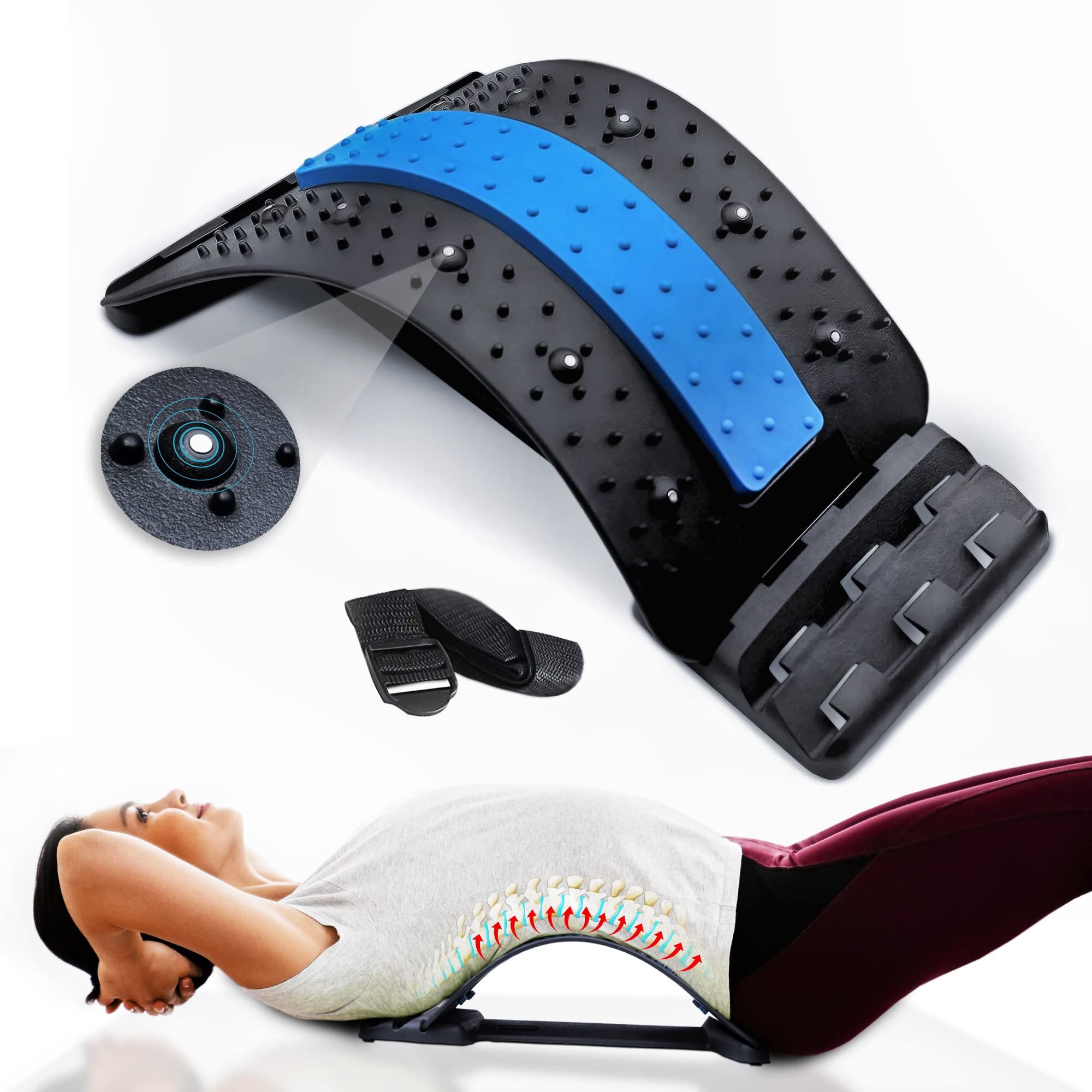 Back Stretcher for Lower Back Pain Relief, Multi-Level Lumbar Support Spine  Board with Magnetic Acupressure