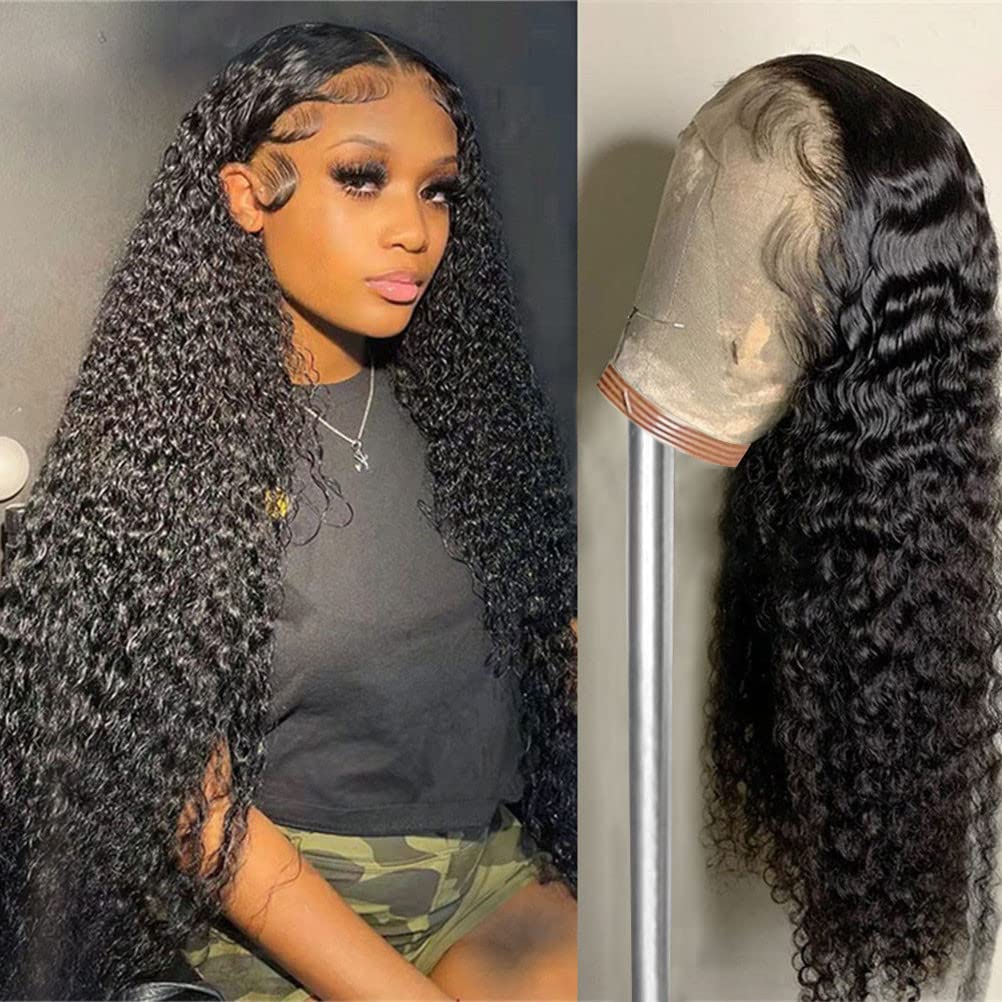 180% Density HD Lace Front Wigs Human Hair Deep Wave Wig 13x4 Lace Frontal  Wigs Human Hair 22 Inch Curly Wigs for Black Women Pre Plucked with Baby  Hair Natural Hairline Natural