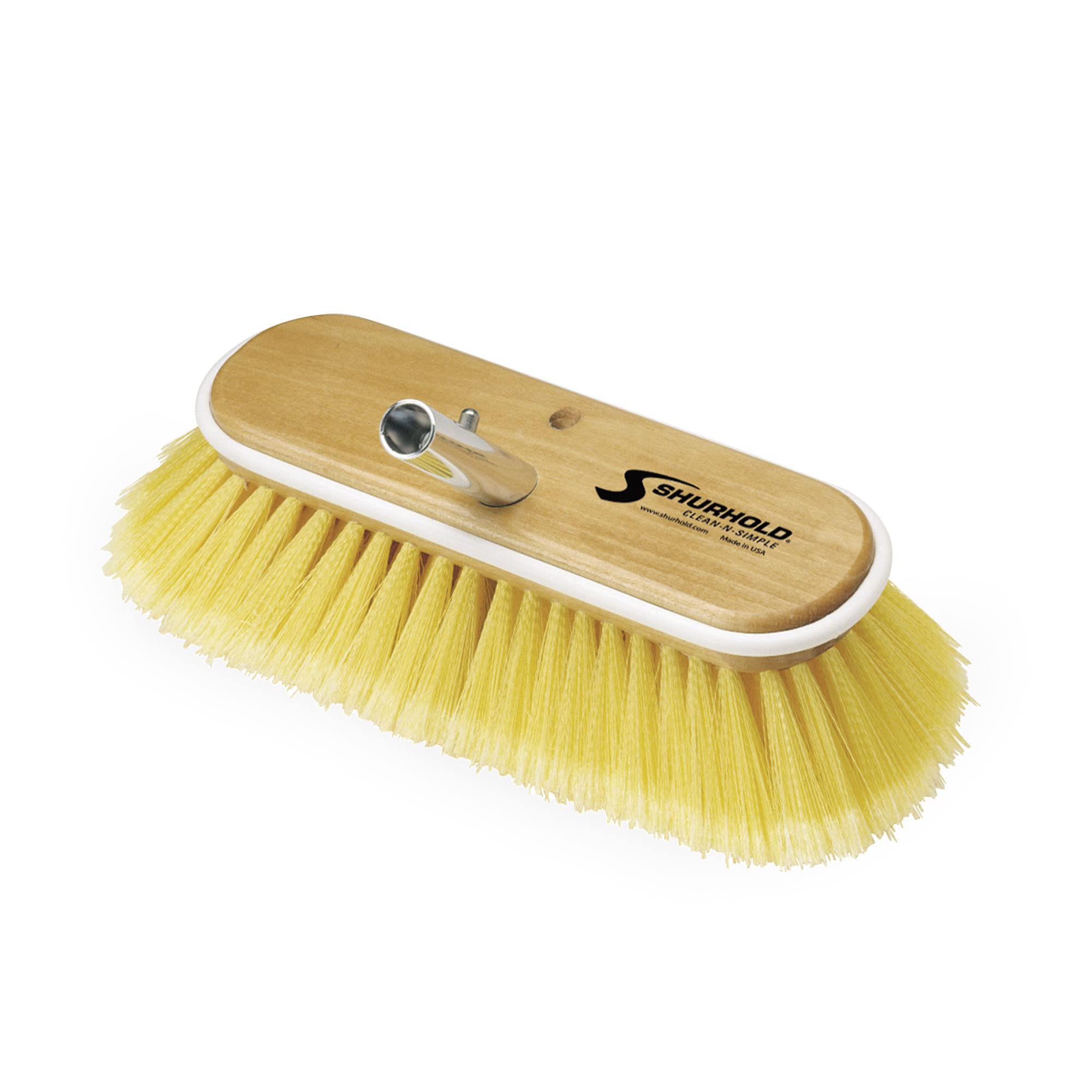Shurhold 980 10 Inch Soft Bristle Brush, Deck Brush with Yellow Polystyrene Bristles  Soft, Yellow