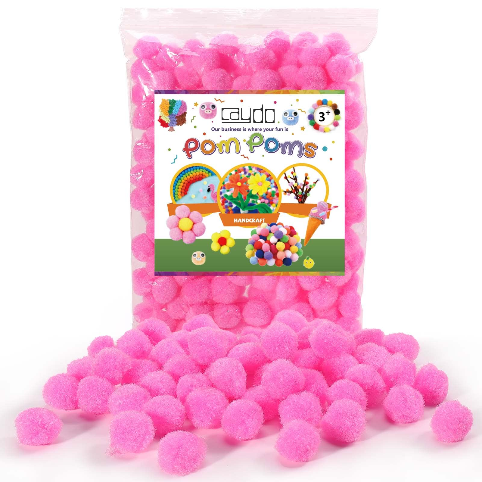 Caydo 500Pcs Red Pom Poms, 1Cm Small Pom Poms Balls For Kids Diy