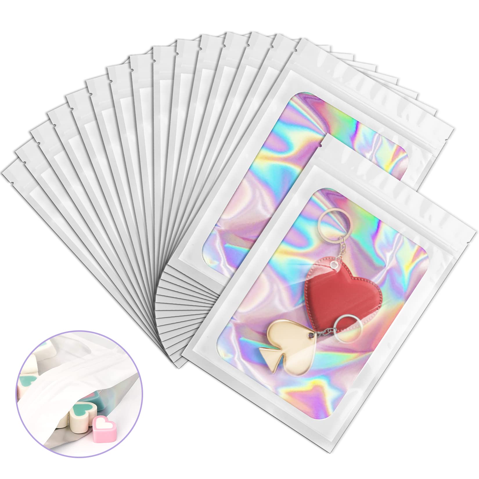 Home Textiles Winter 100 PC Resealable Smell Proof Bags Holographic Ziplock  Bags Flash Aluminum Winter Summer Warm Fluffy 