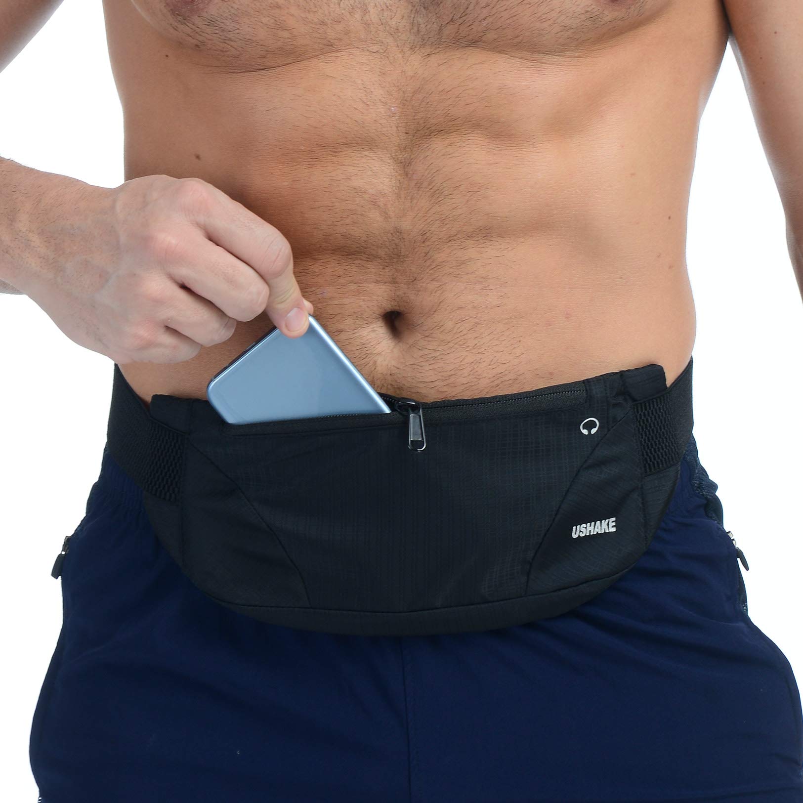 USHAKE Running Belt with Extender Belt, Bounce Free Pouch Bag