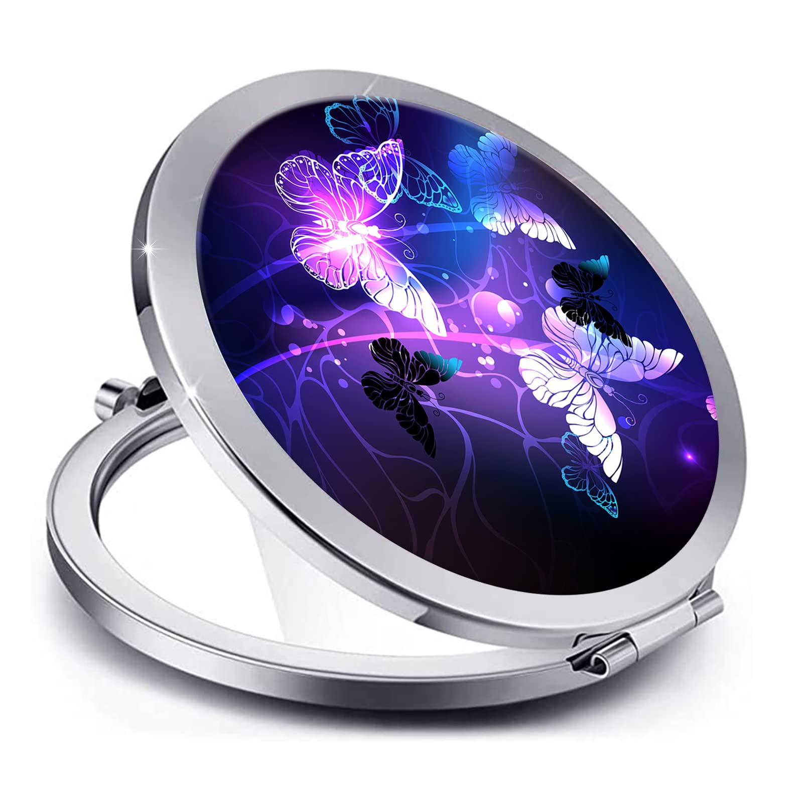 Magnifying Compact Mirror for Purses ,Folding Mini Pocket Double Sided  Travel Makeup Mirror,Perfect for Purse, Pocket and Travel 