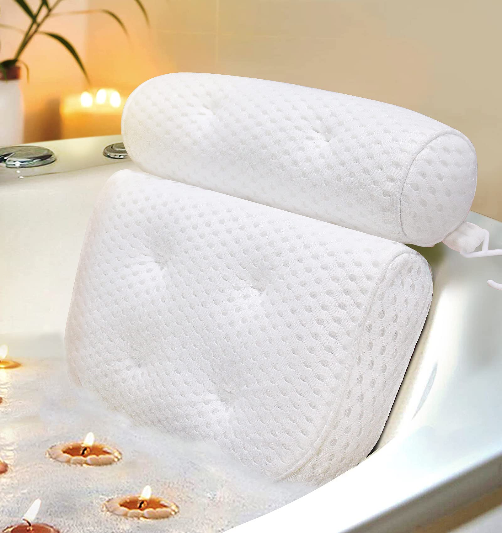 Bath Pillow, Bathtub Pillow with Anti-Slip Suction Cups, 4D Mesh Soft Spa Bath  Tub Pillow, Bath Pillows for Tub with Neck and Back Support Fits Bathtub  Spa Tub Jacuzzi, Fathers Day Dad