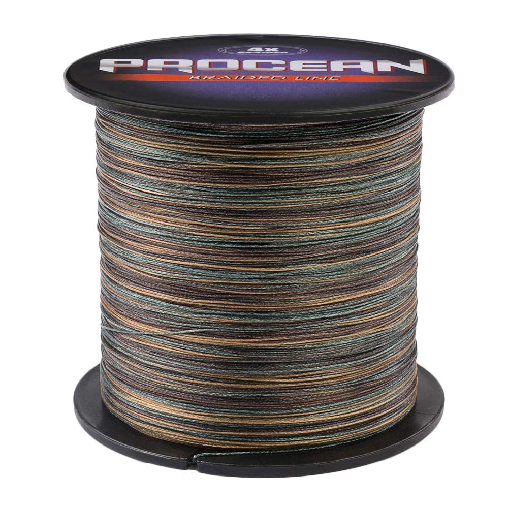 Procean 100% PE 4 & 8 Strands Braided Fishing Line, 6-300 LB Sensitive Braided  Lines, Super Performance and Cost-Effective Camo Green 15LB (6.8Kg)0.18mm-328Yds